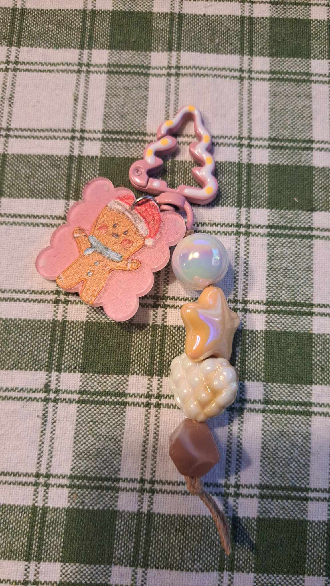 Gingerbread In Santa Hat Keychain