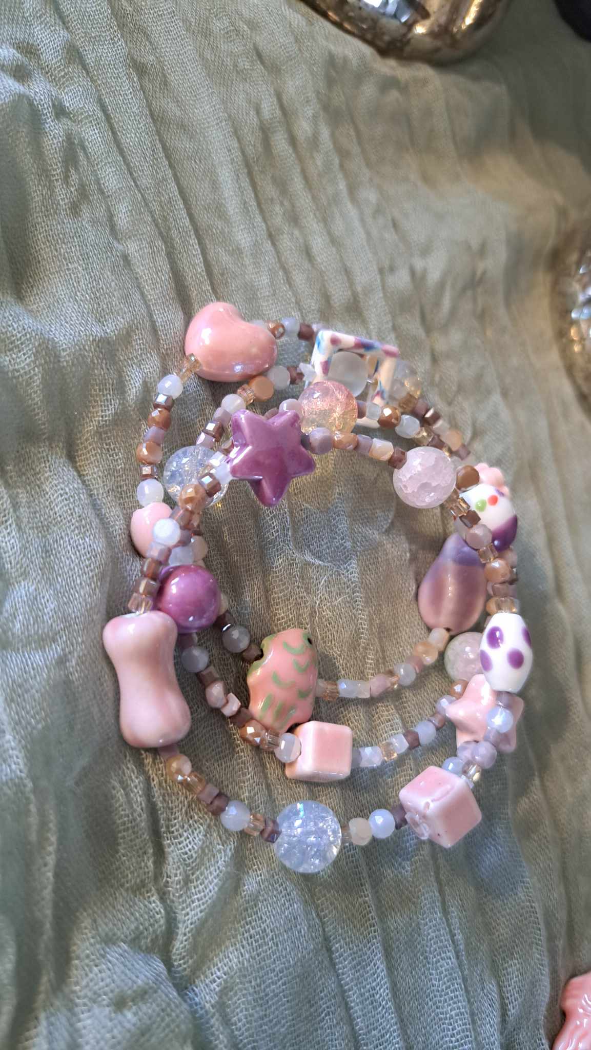 Handcrafted Ceramic Memory Wire Bracelet