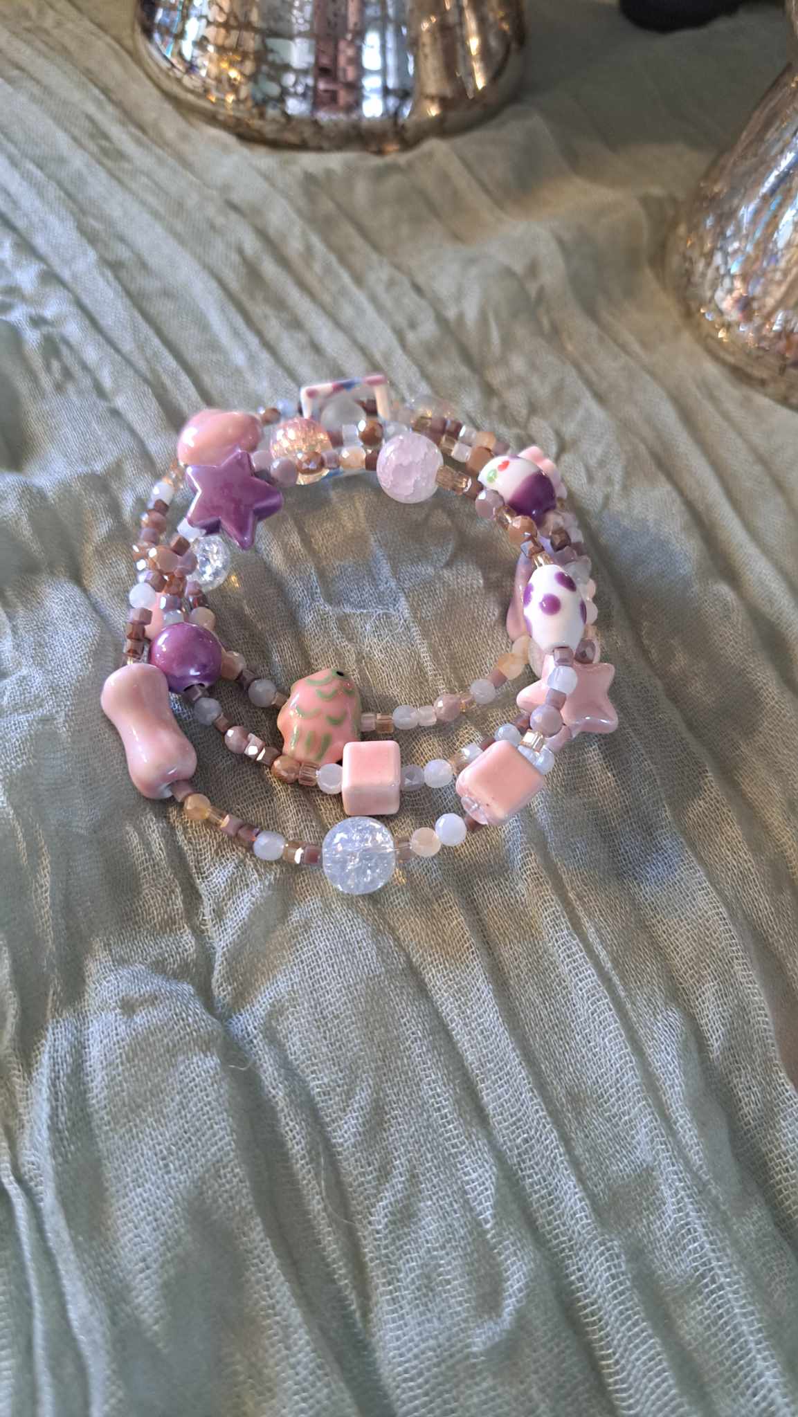 Handcrafted Ceramic Memory Wire Bracelet