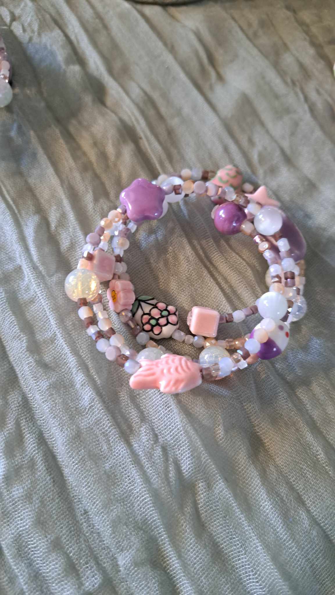 Handcrafted Ceramic Memory Wire Bracelet