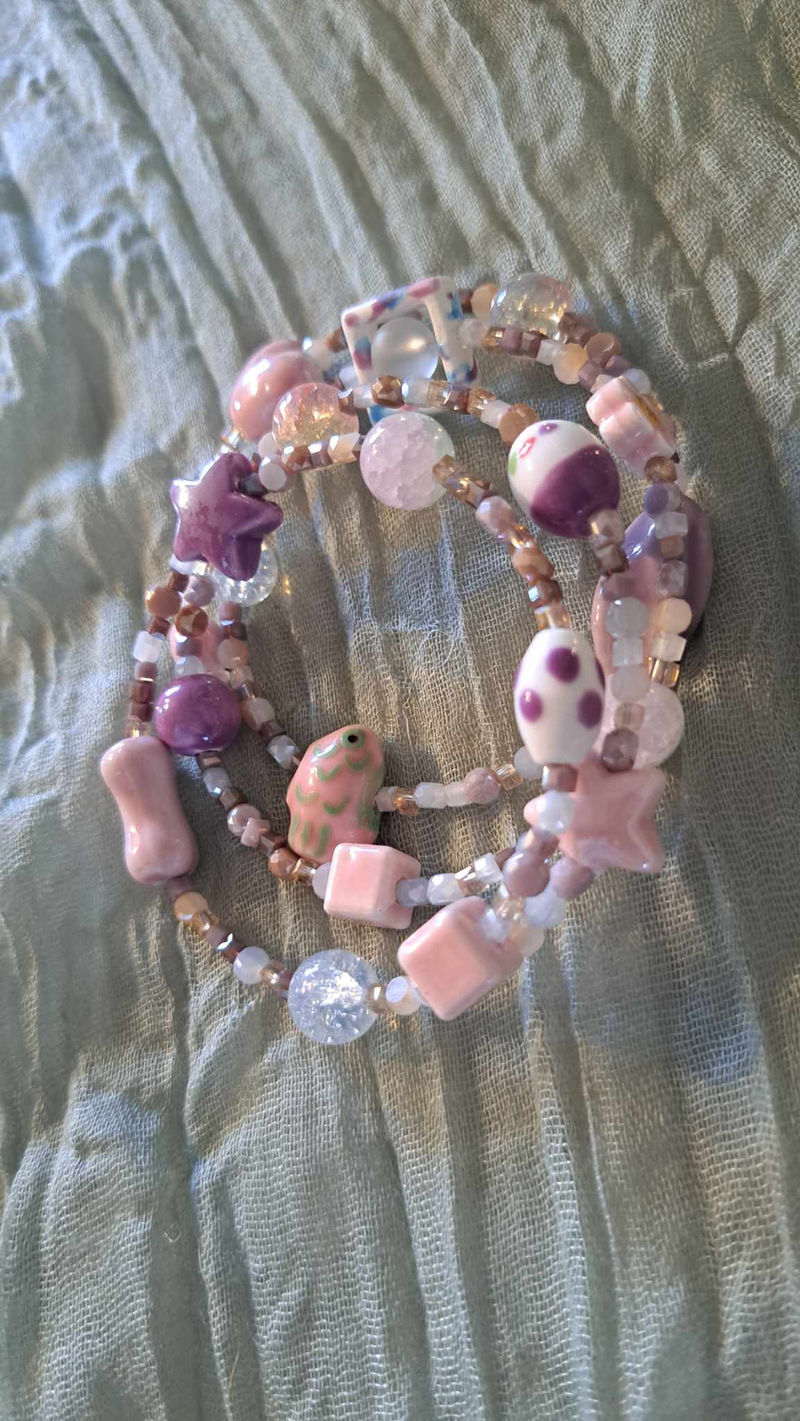 Handcrafted Ceramic Memory Wire Bracelet