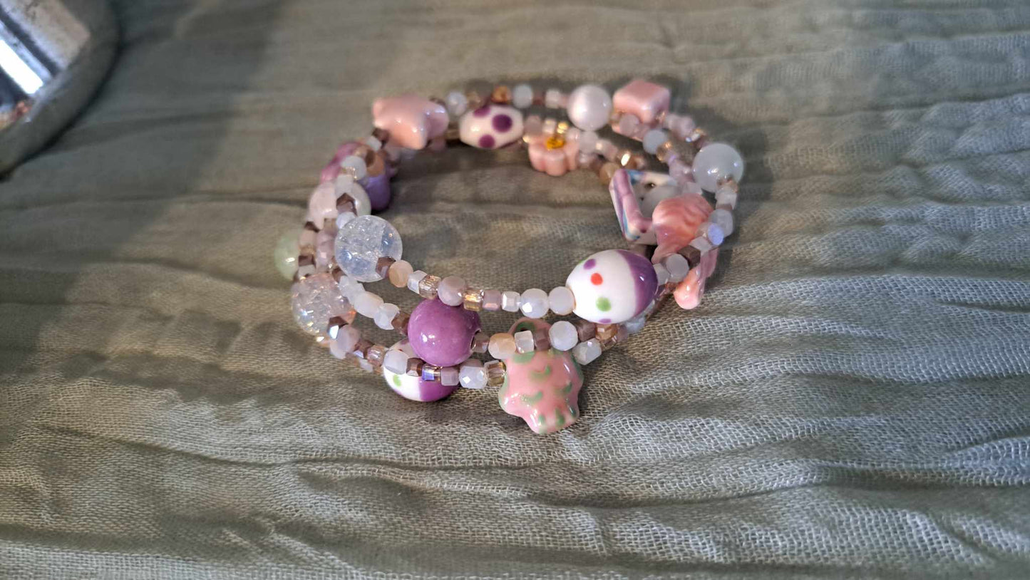 Handcrafted Ceramic Memory Wire Bracelet