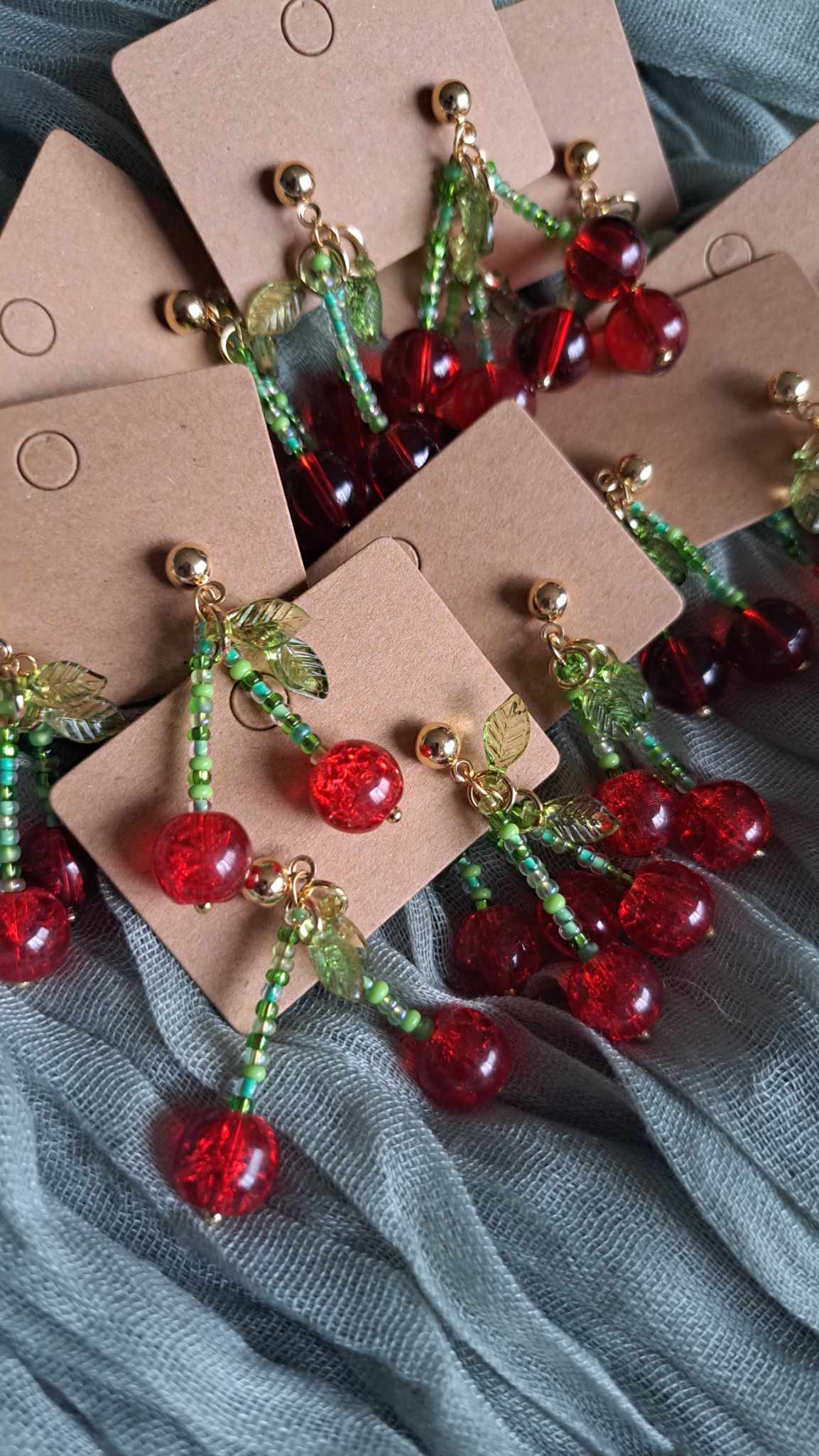 Handcrafted "Petrie's Cherry" Dangle Earrings