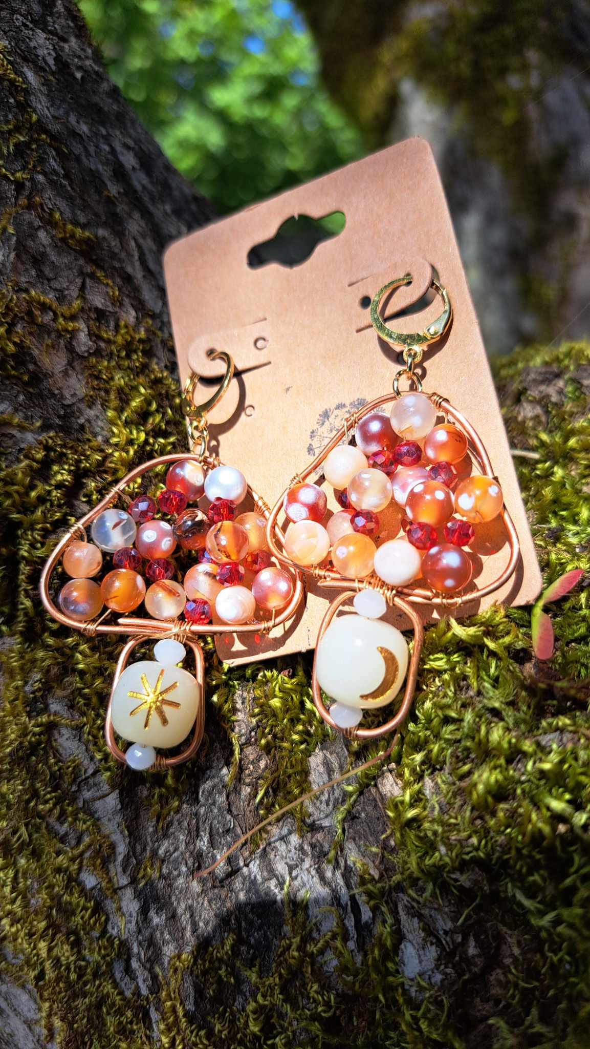 Handcrafted Celestial Mushrooms Dangle Earrings