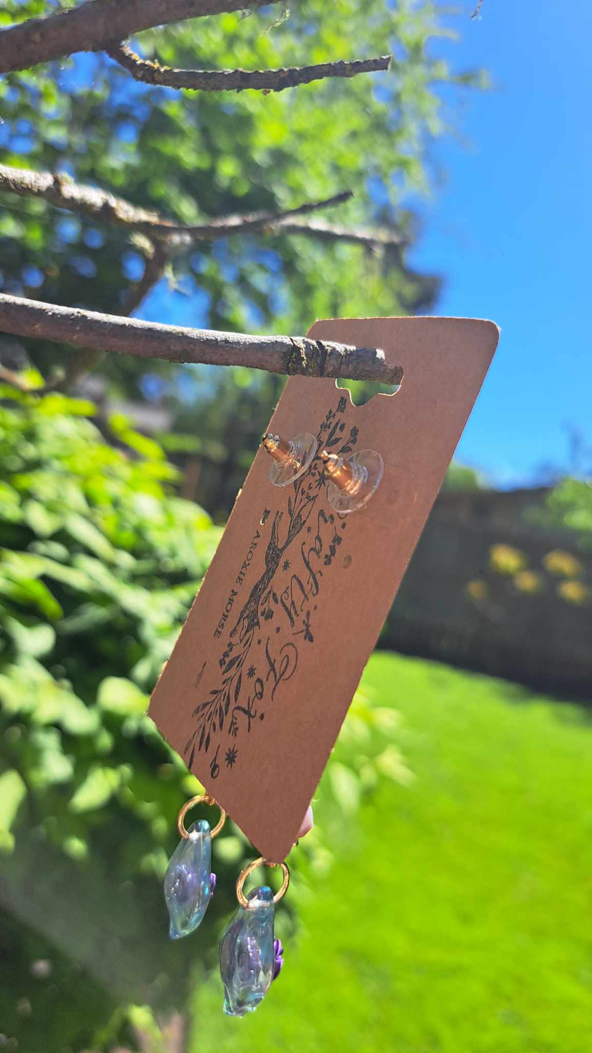 Handcrafted "Dark Butterfly" Dangle Earrings (E)