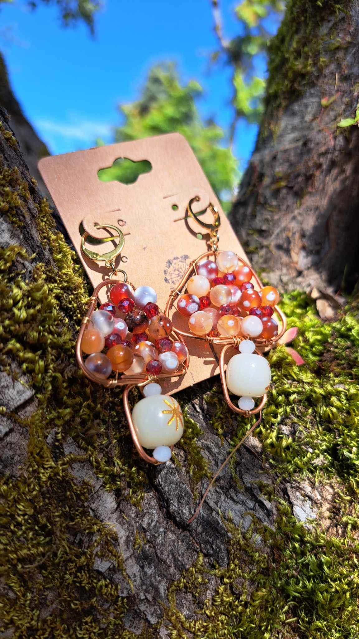 Handcrafted Celestial Mushrooms Dangle Earrings