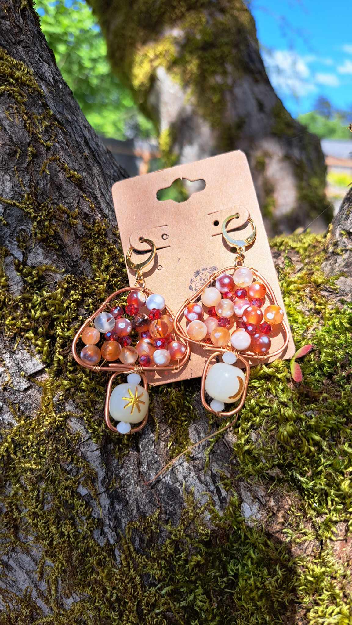 Handcrafted Celestial Mushrooms Dangle Earrings