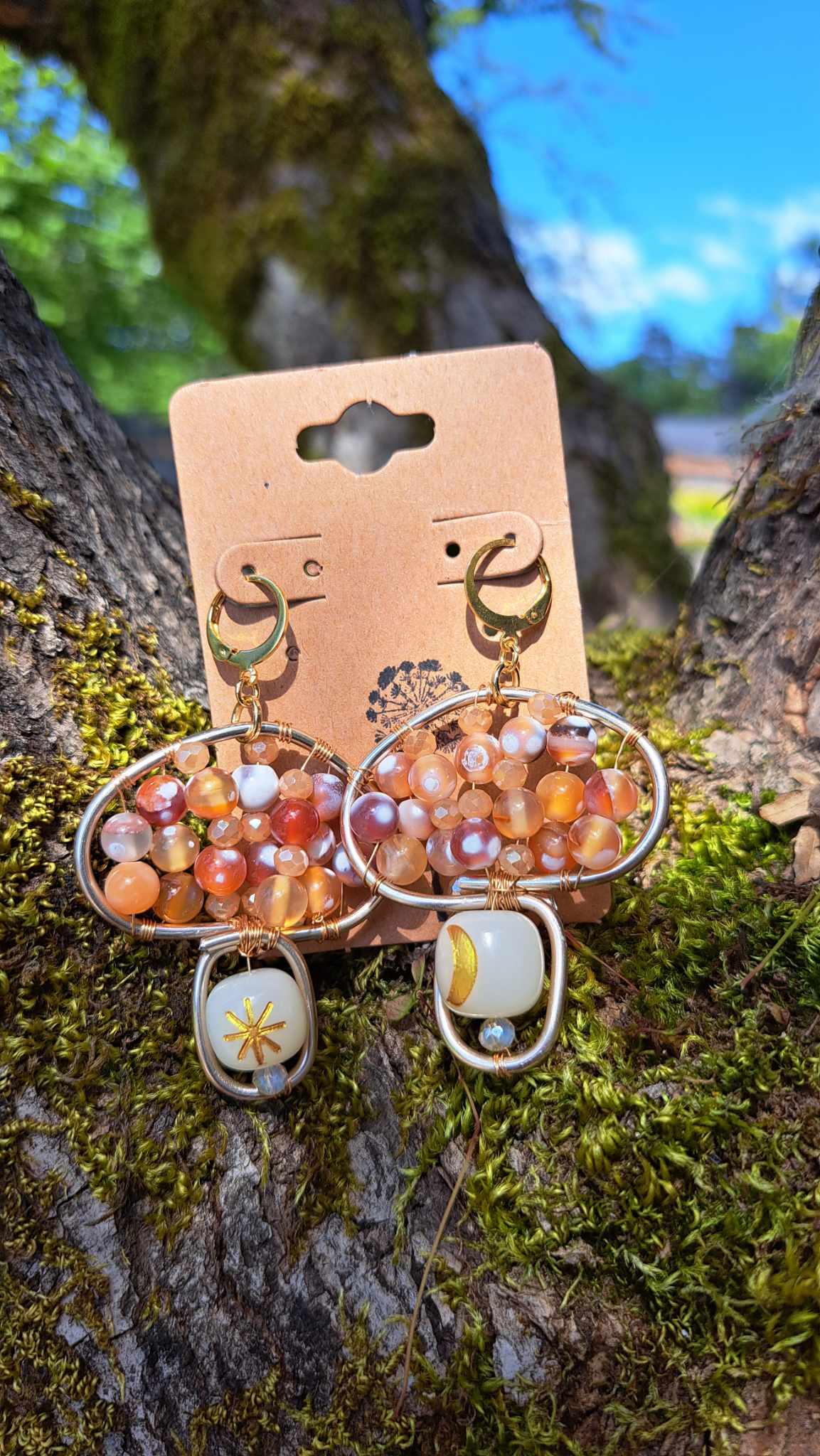 Handcrafted Celestial Mushrooms Dangle Earrings