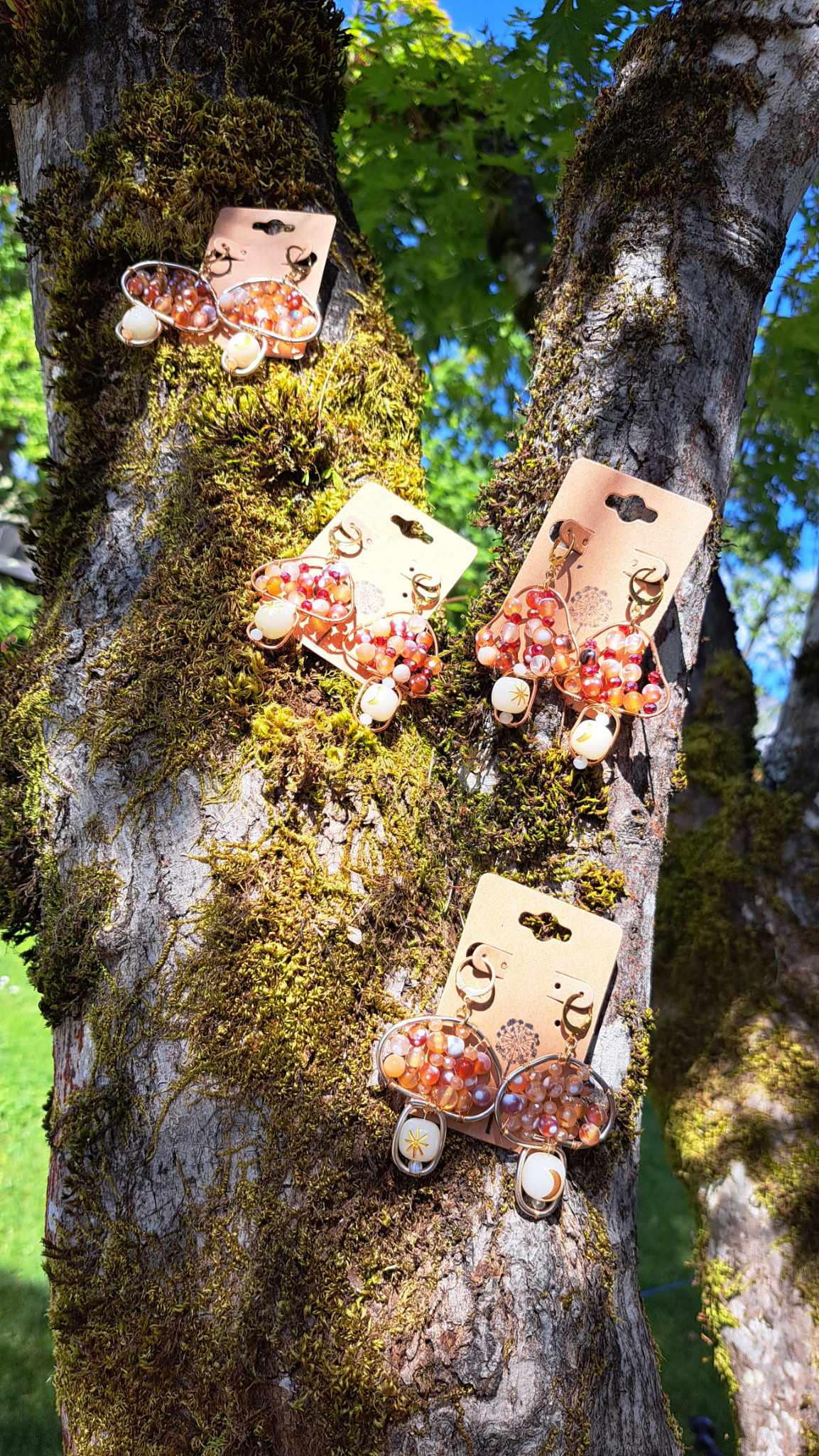 Handcrafted Celestial Mushrooms Dangle Earrings