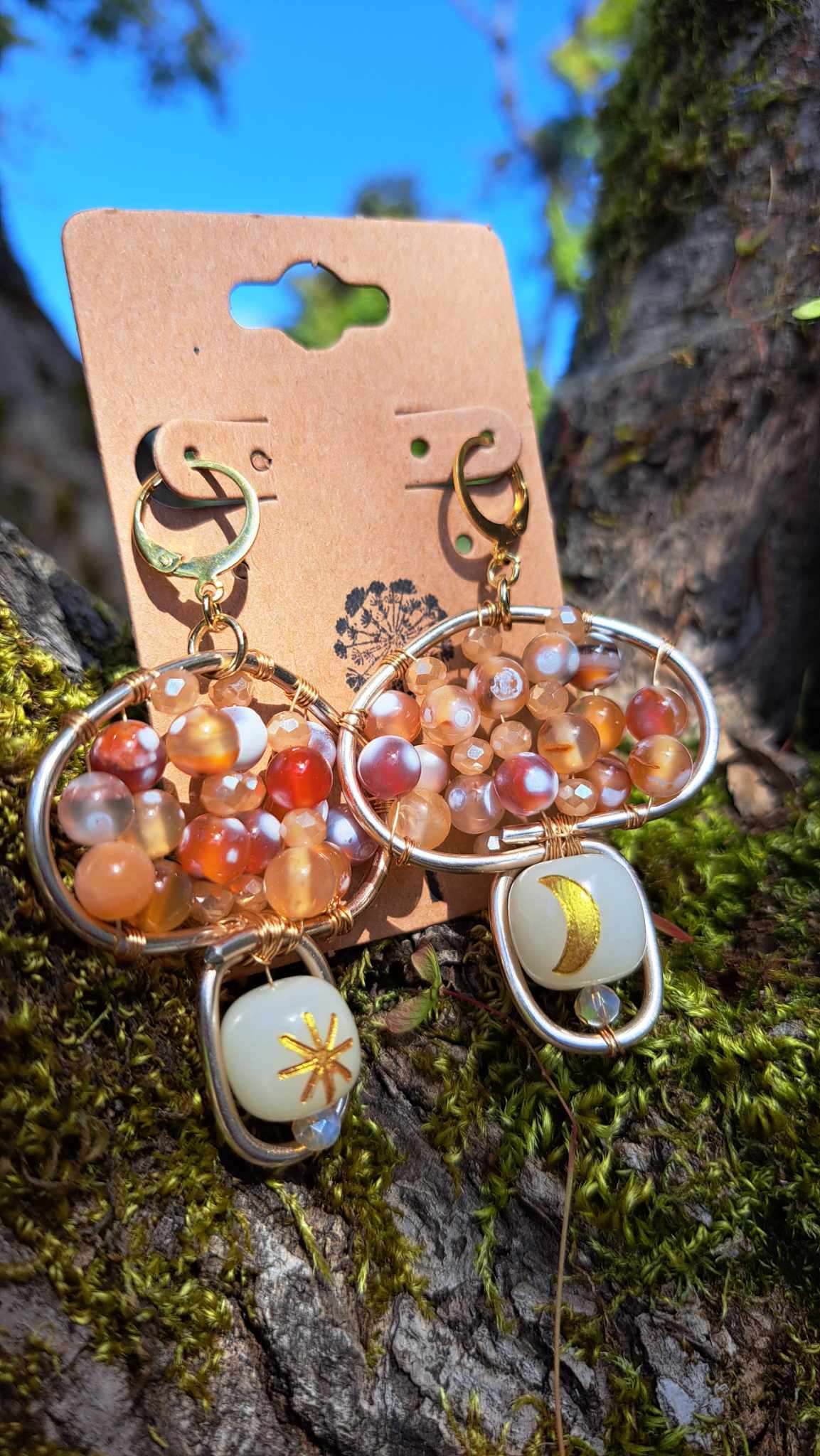 Handcrafted Celestial Mushrooms Dangle Earrings