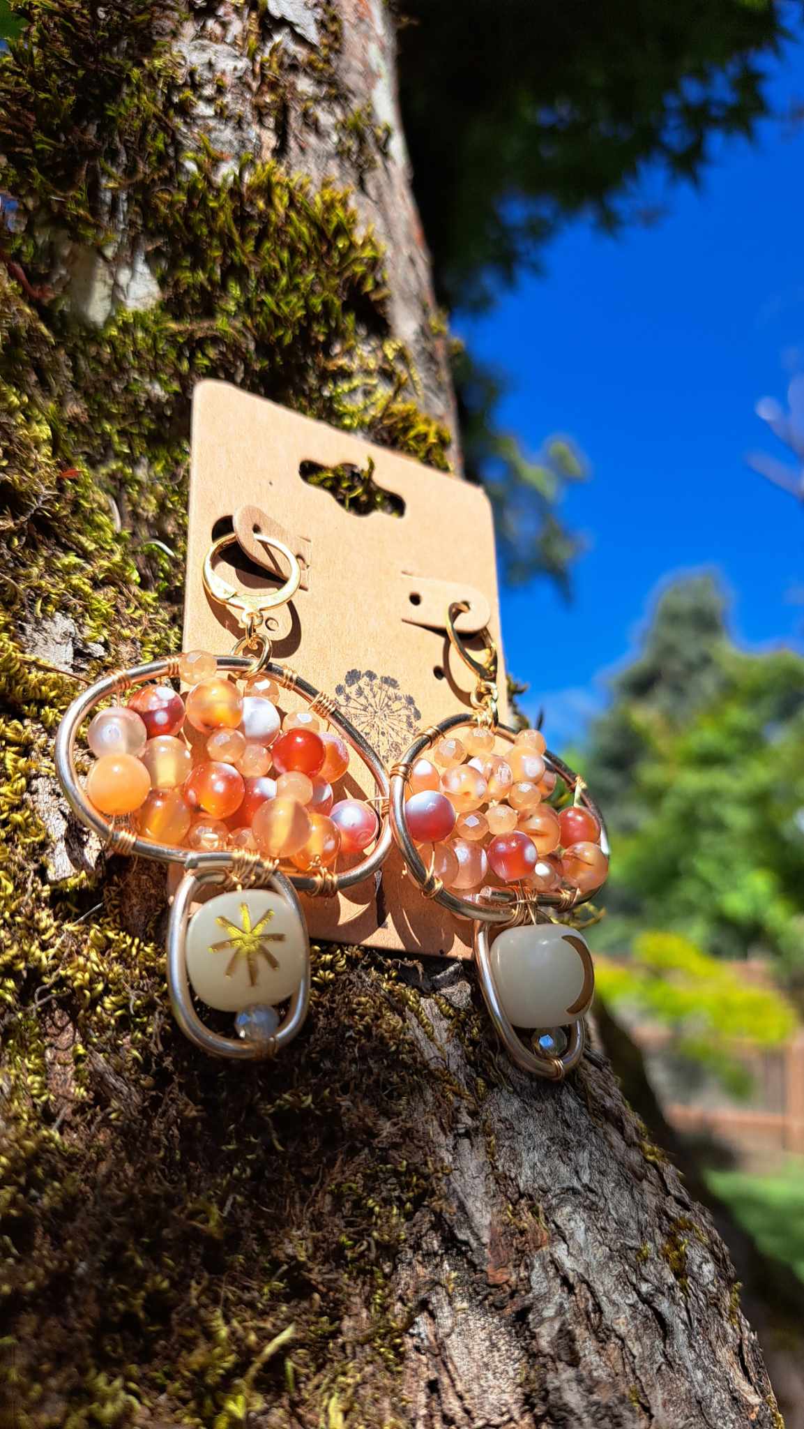 Handcrafted Celestial Mushrooms Dangle Earrings