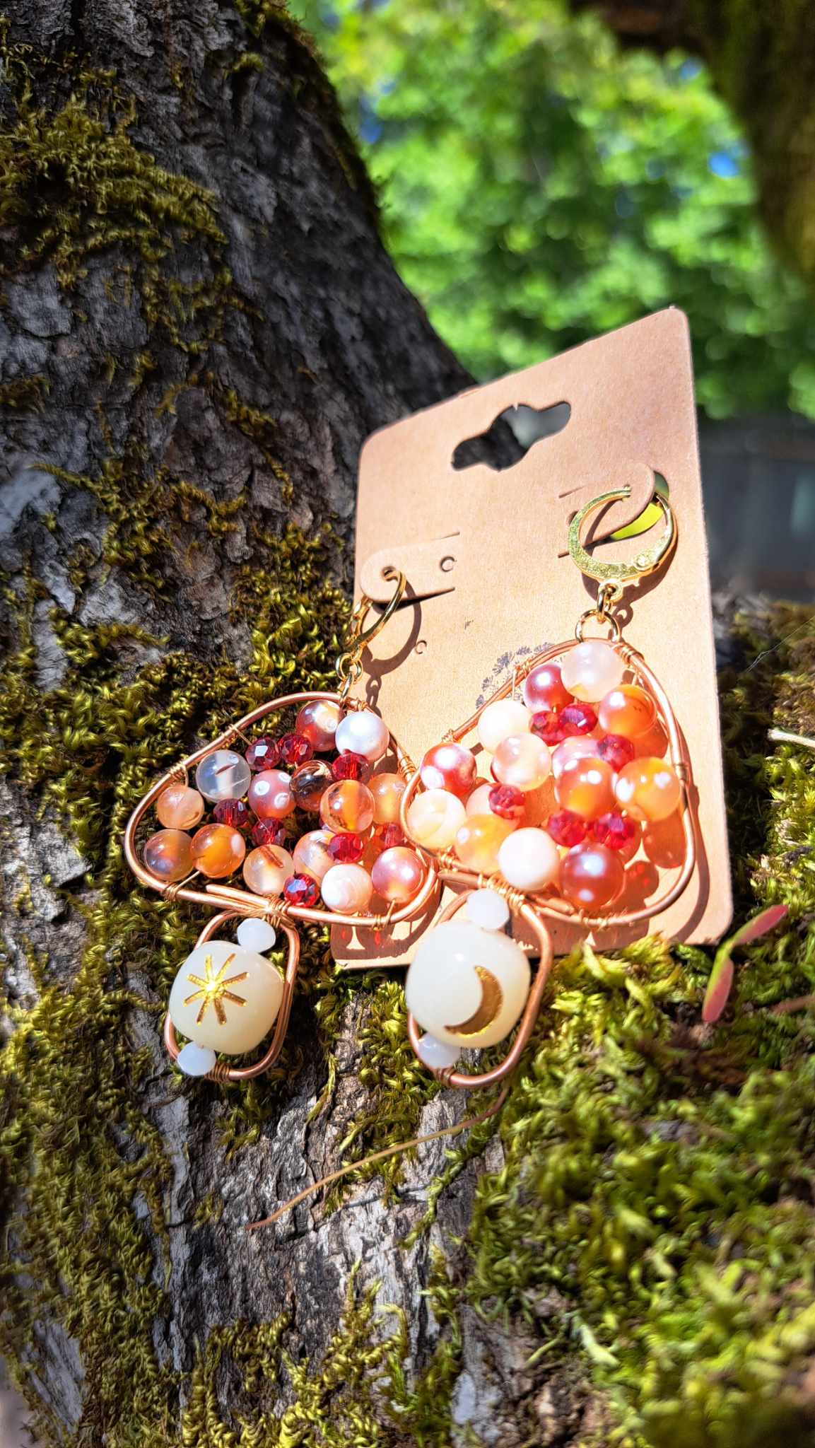 Handcrafted Celestial Mushrooms Dangle Earrings