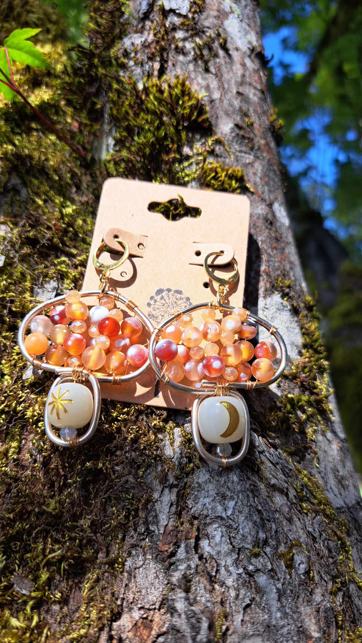 Handcrafted Celestial Mushrooms Dangle Earrings