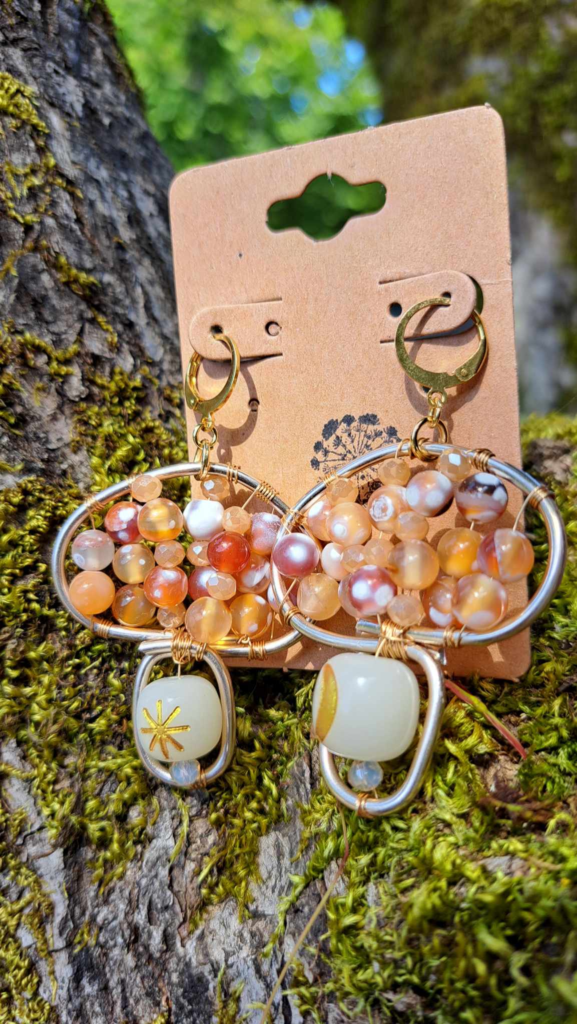 Handcrafted Celestial Mushrooms Dangle Earrings