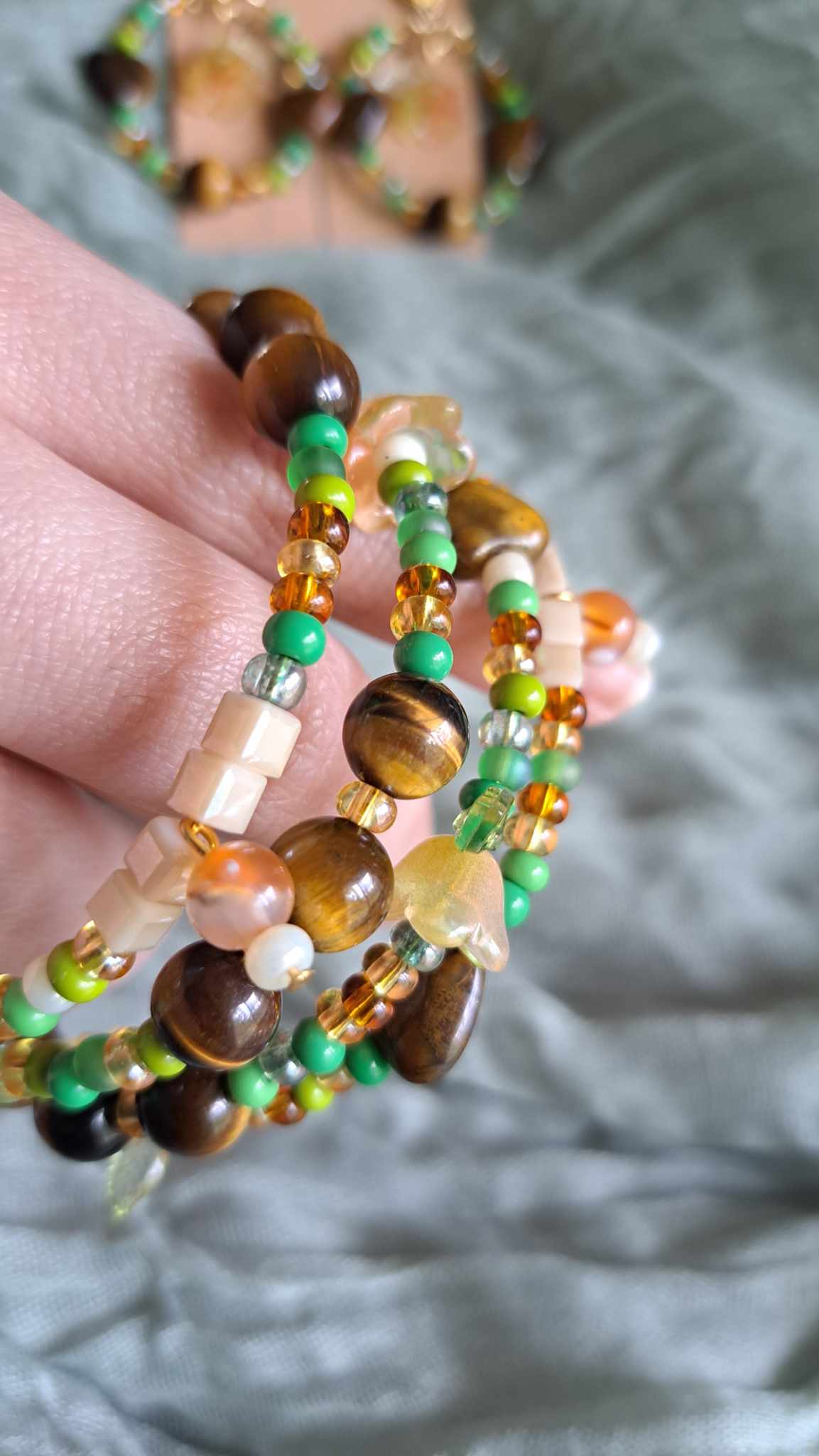 Handcrafted "Whimsical Woodland" Bracelet/Earring Set (C)