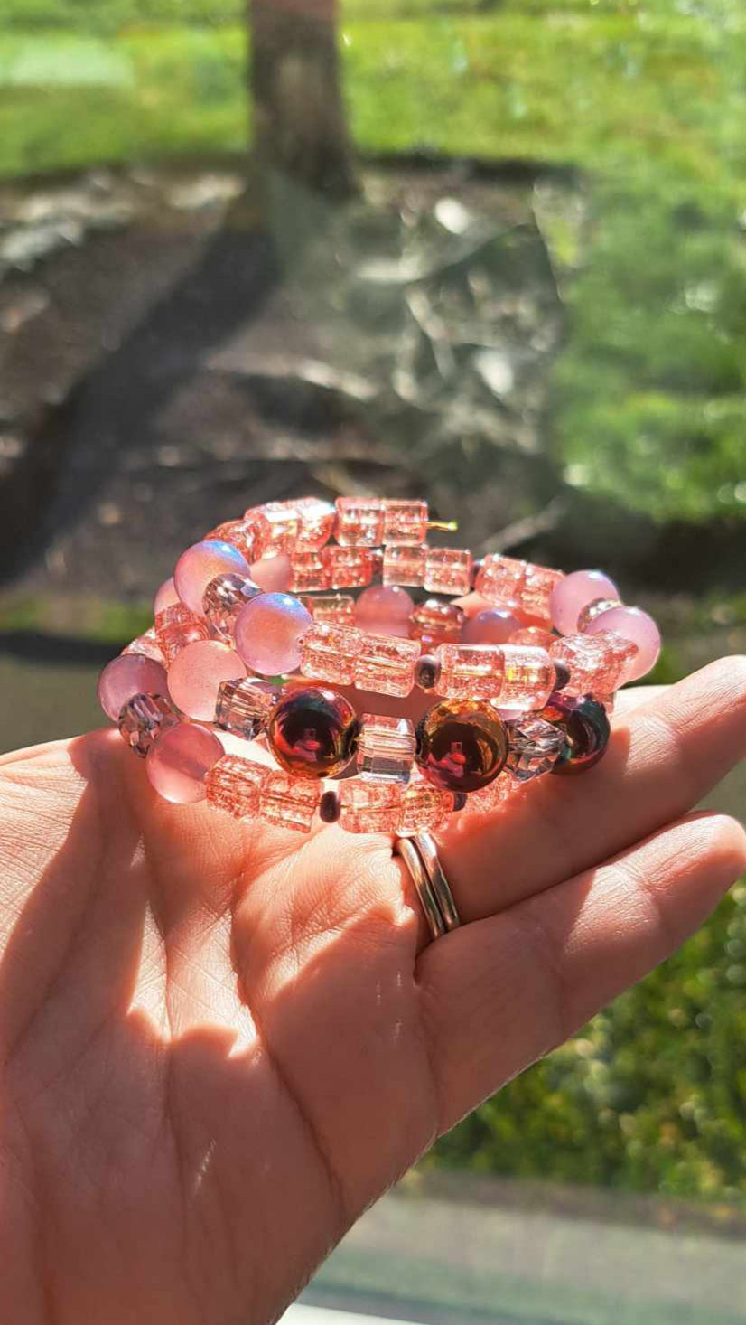 Handcrafted Champagne/Pink/Purple Bracelets