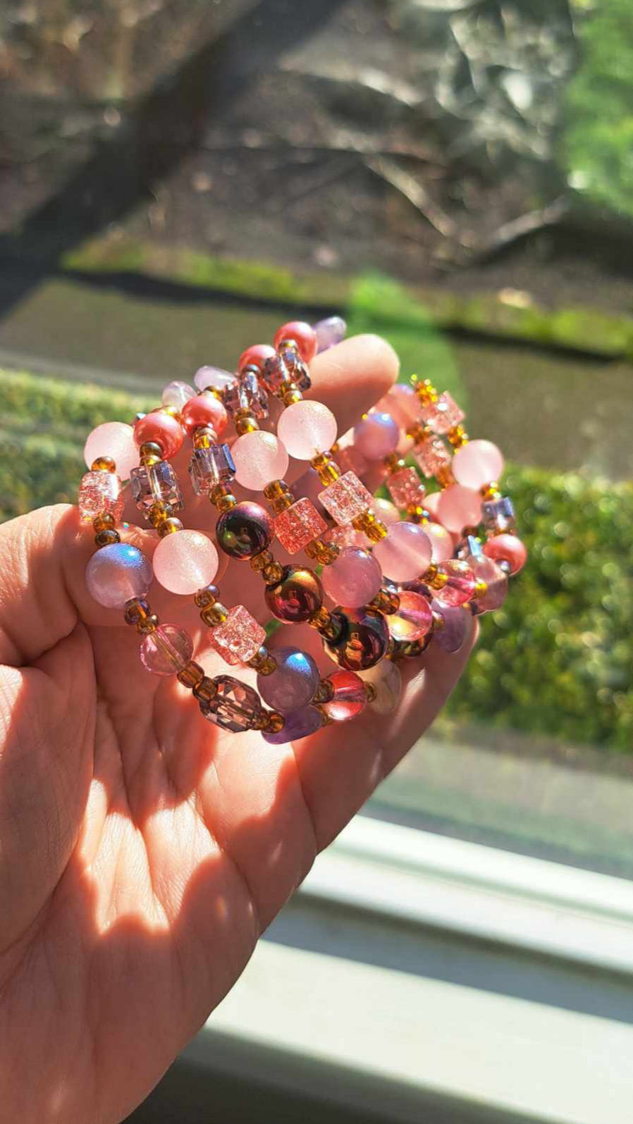 Handcrafted Champagne/Pink/Purple Bracelets