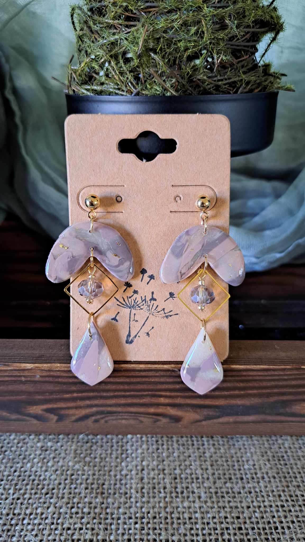 Marble Polymer Clay Dangle Earrings