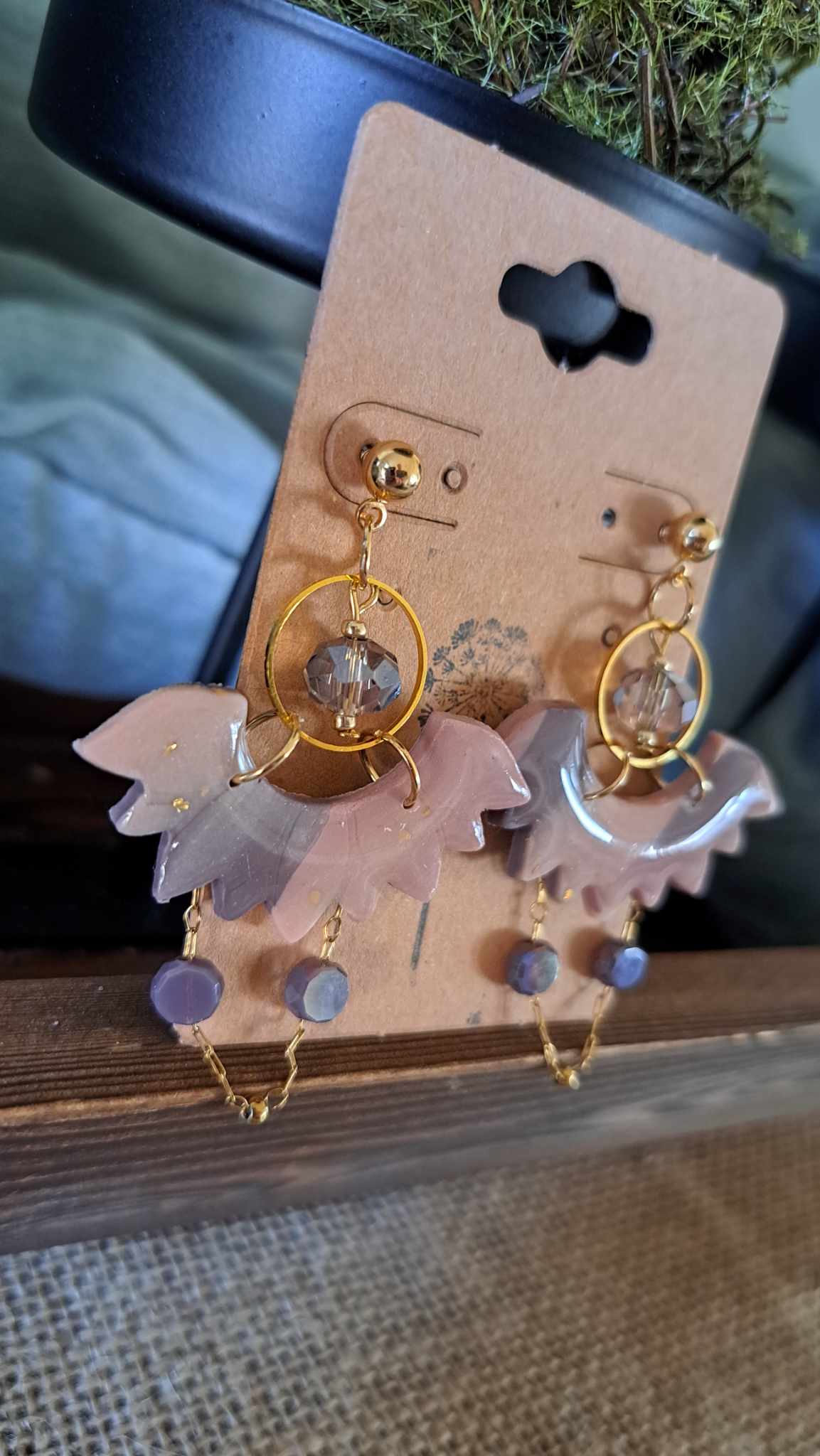 Marble Fan Polymer Clay Dangle Earrings