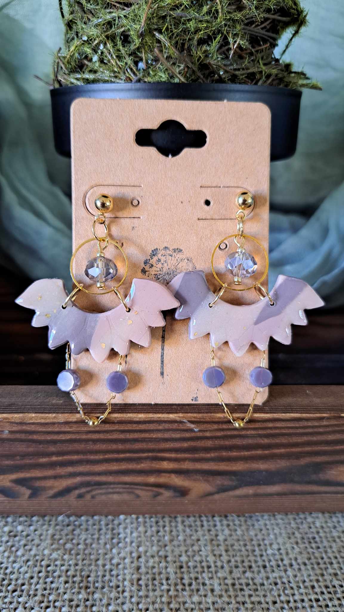 Marble Fan Polymer Clay Dangle Earrings