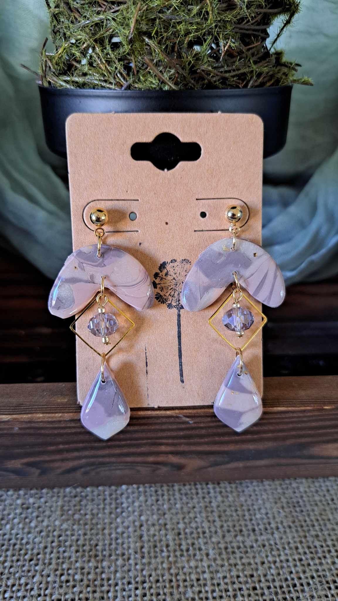Marble Polymer Clay Dangle Earrings