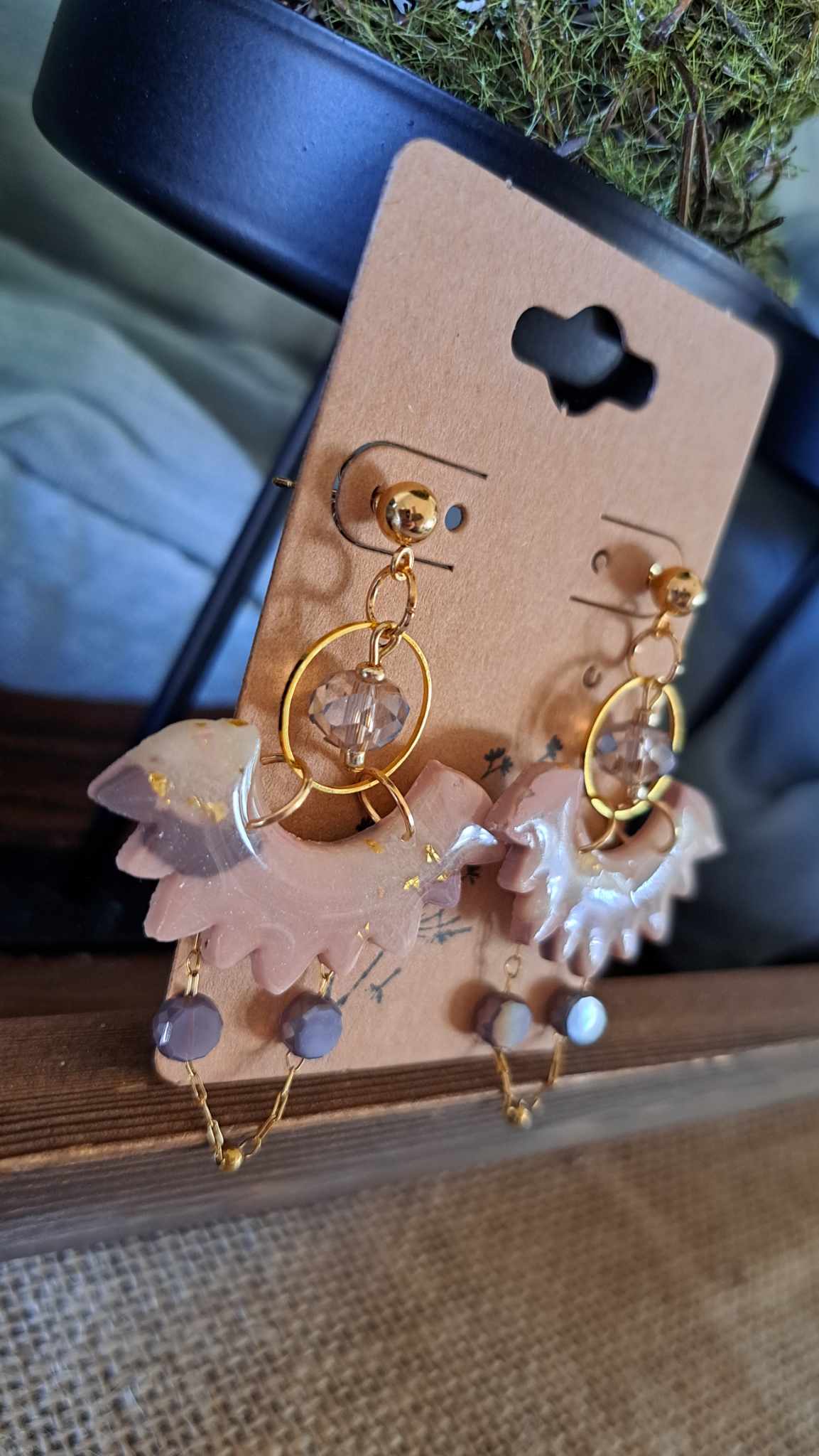 Marble Fan Polymer Clay Dangle Earrings