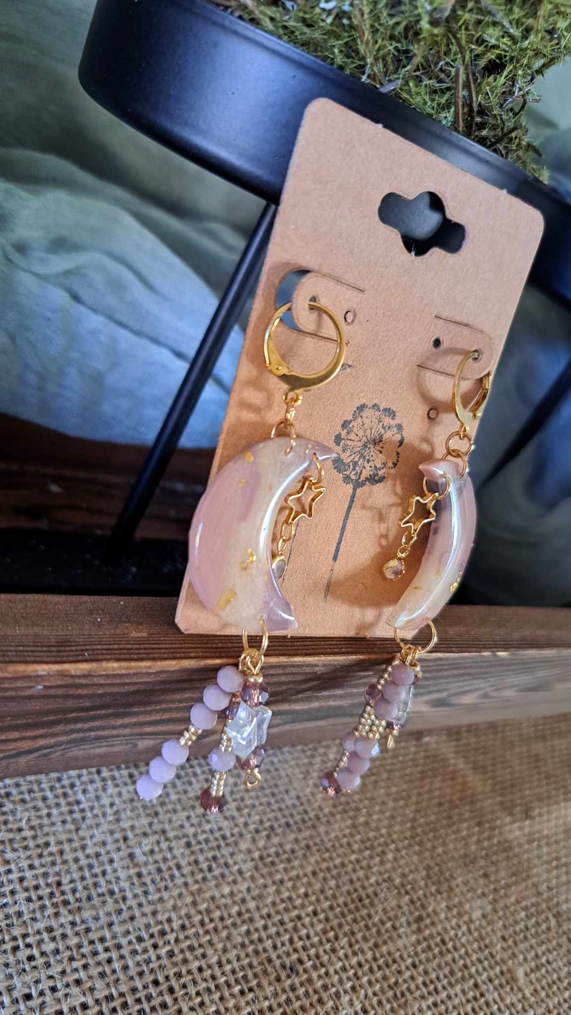 Marble Celestial Polymer Clay Dangle Earrings