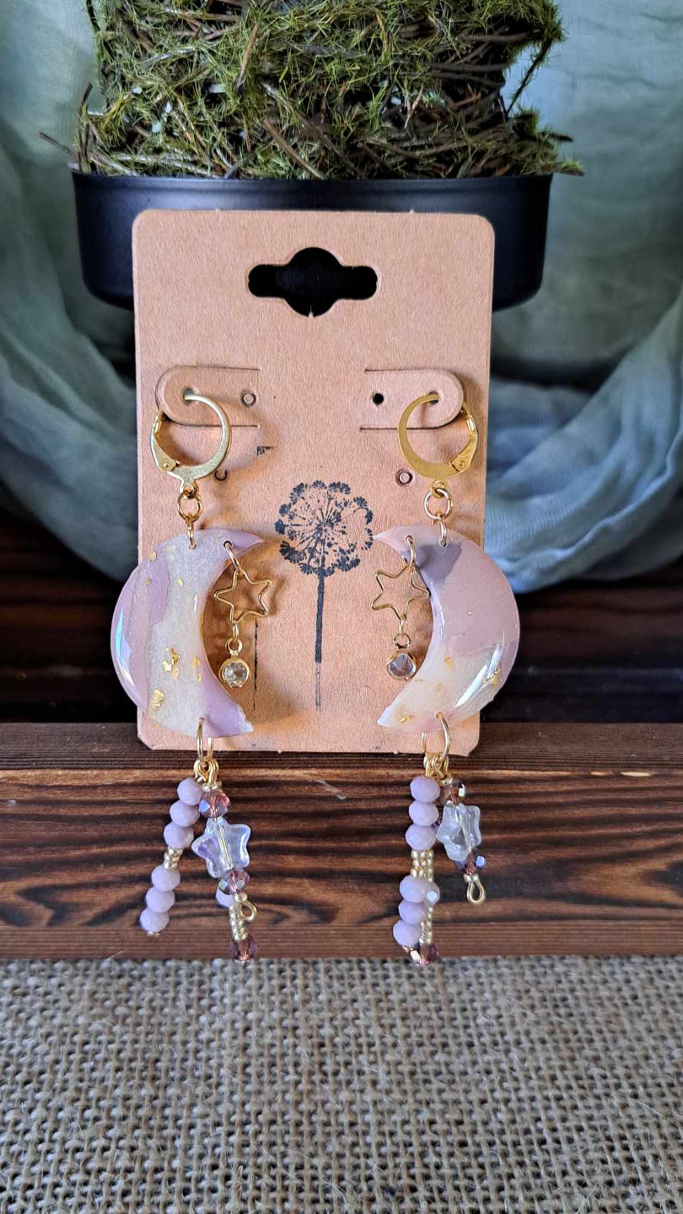 Marble Celestial Polymer Clay Dangle Earrings