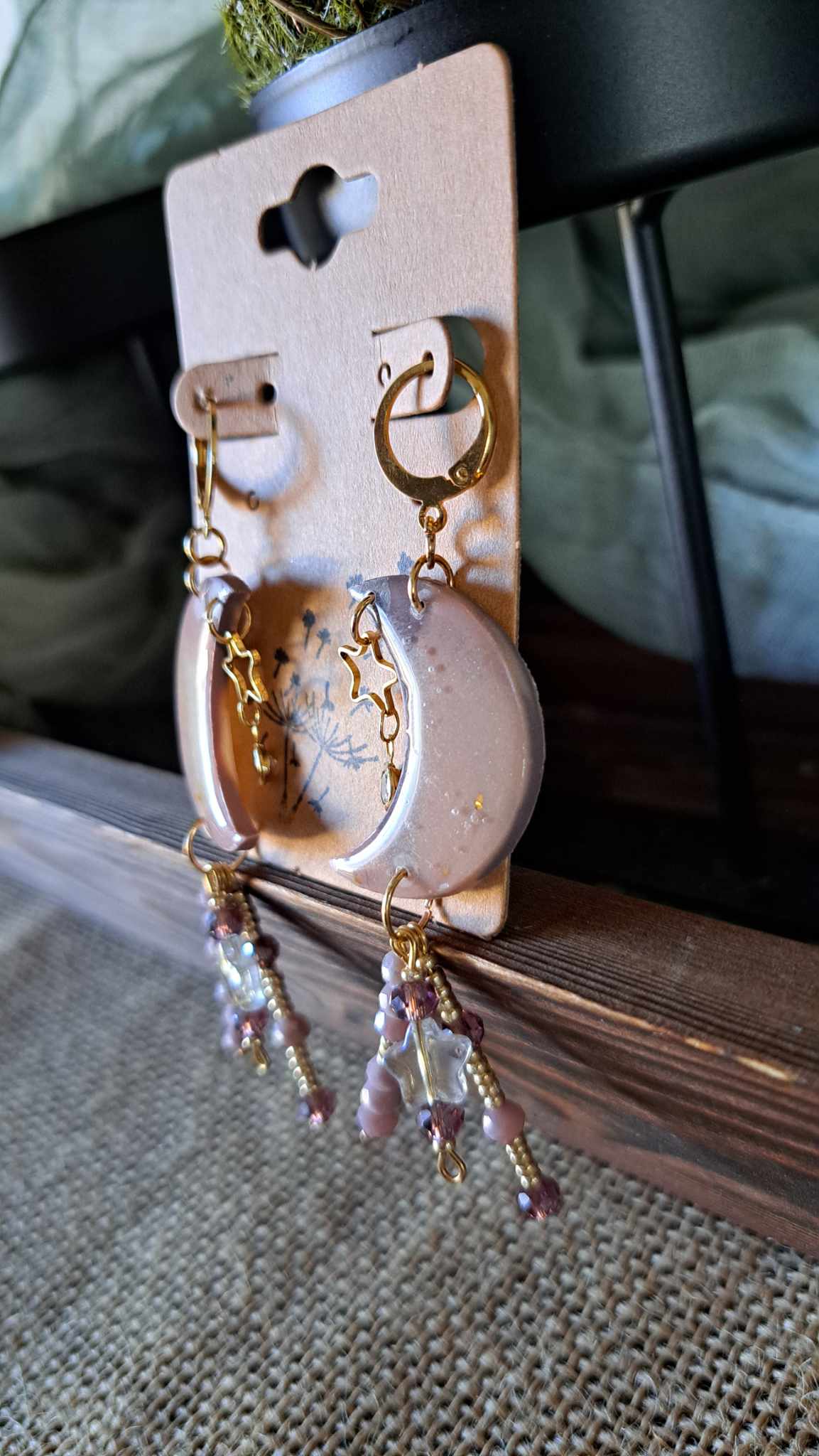 Marble Celestial Polymer Clay Dangle Earrings