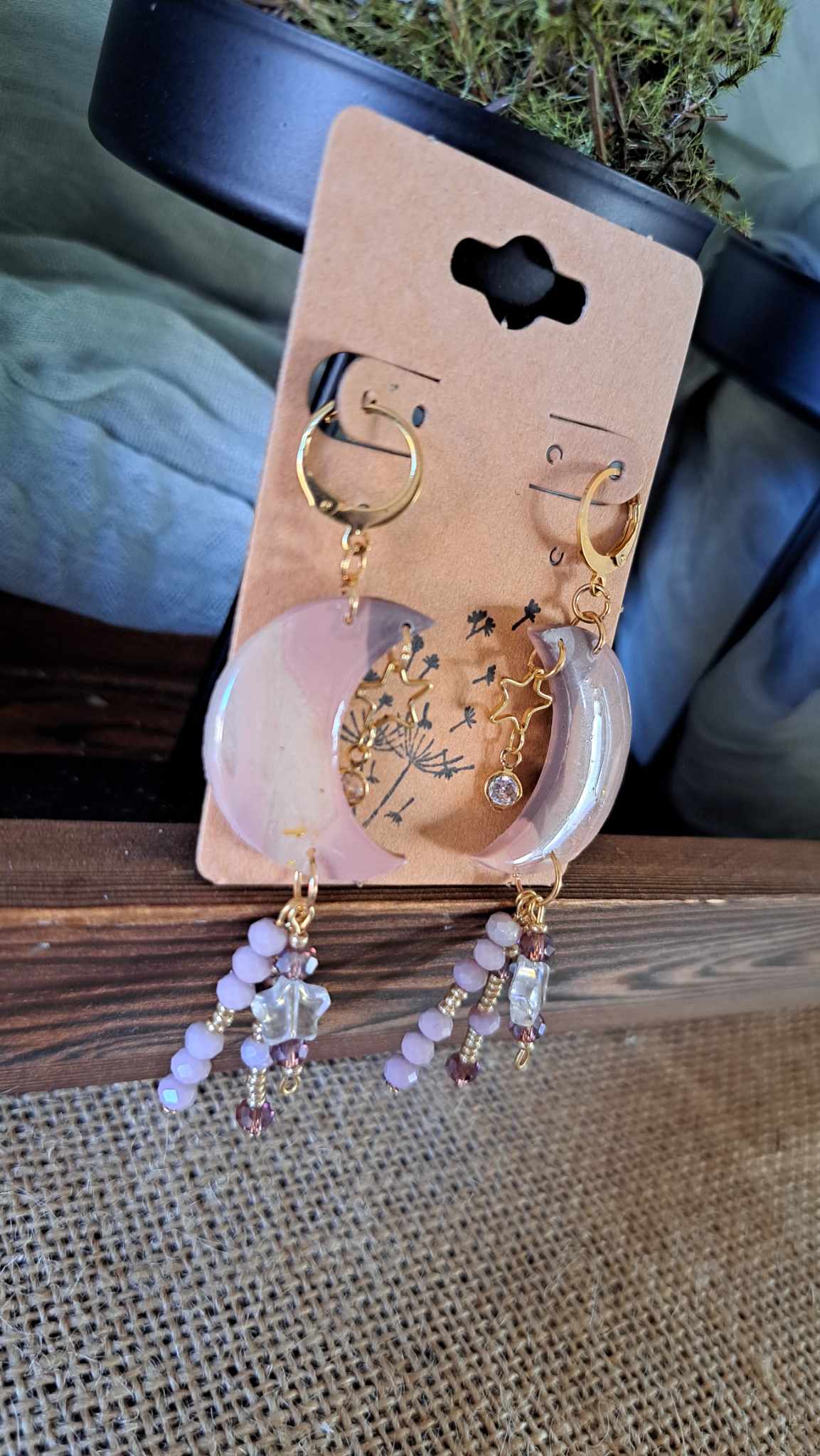 Marble Celestial Polymer Clay Dangle Earrings