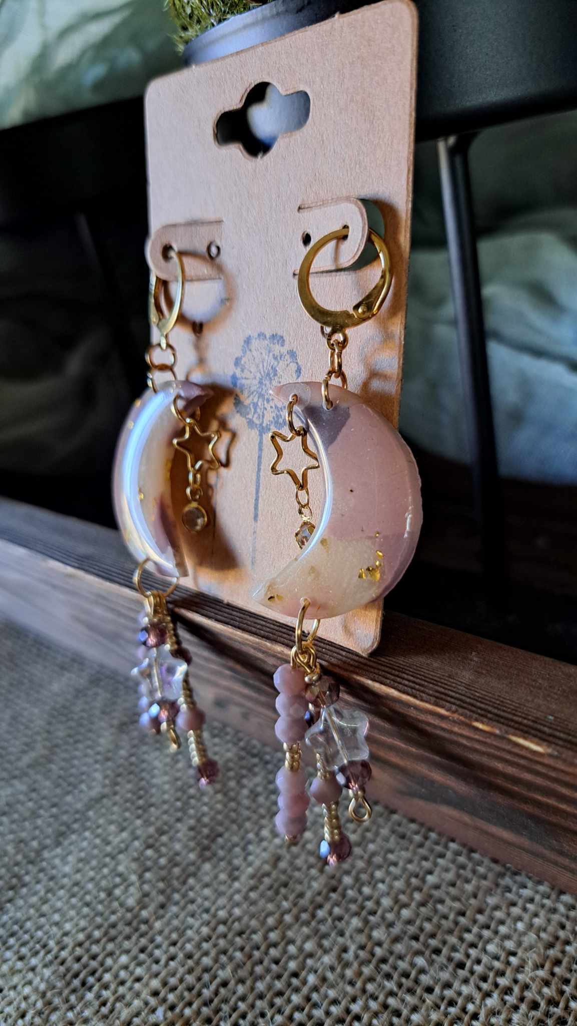 Marble Celestial Polymer Clay Dangle Earrings