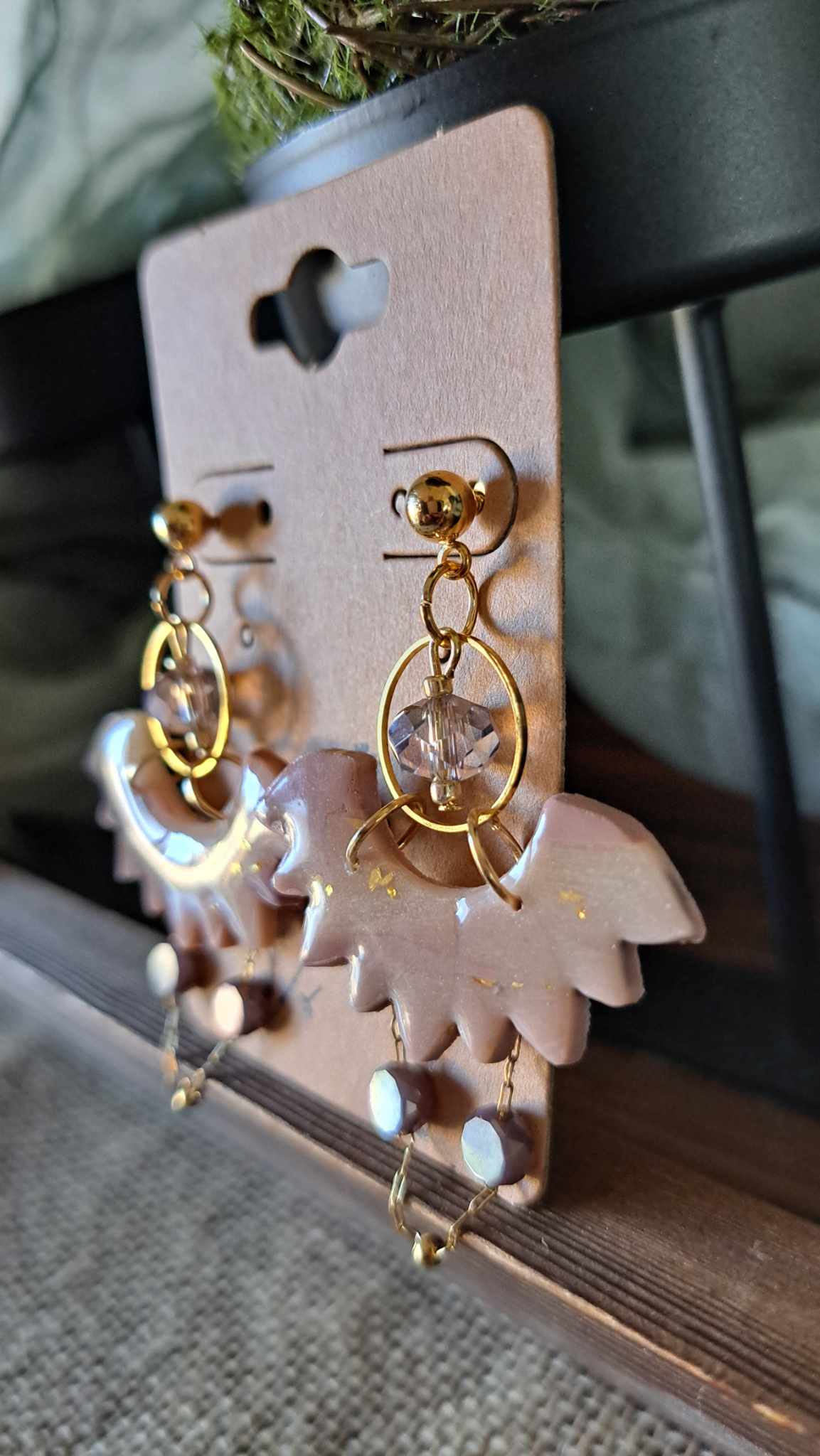 Marble Fan Polymer Clay Dangle Earrings