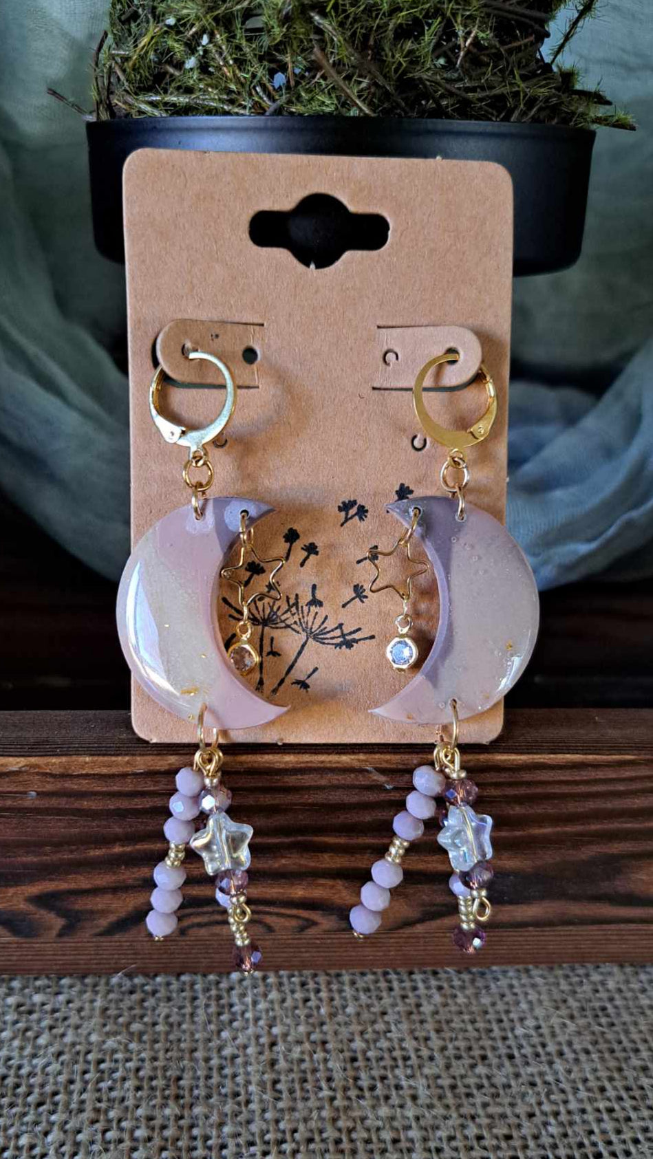 Marble Celestial Polymer Clay Dangle Earrings