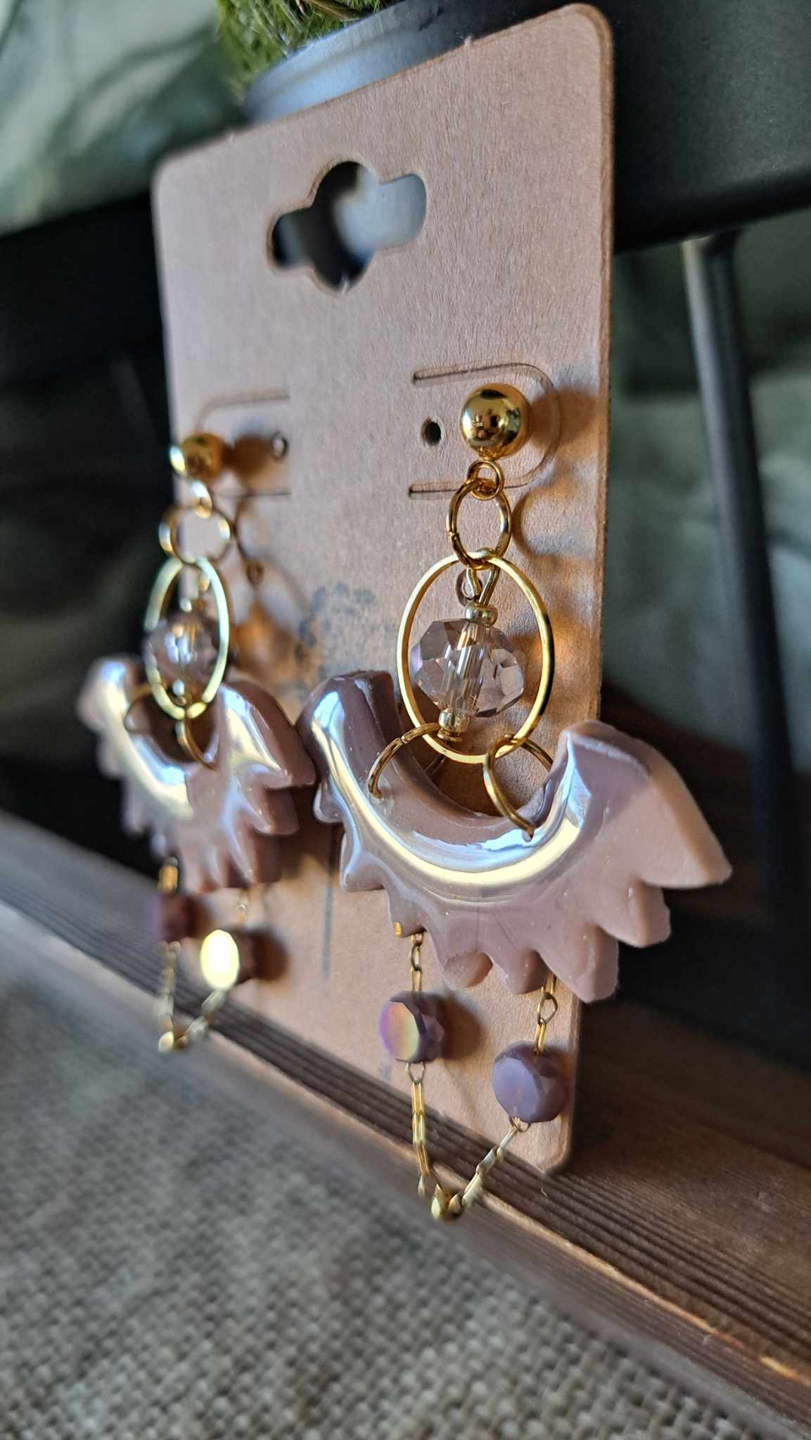 Marble Fan Polymer Clay Dangle Earrings