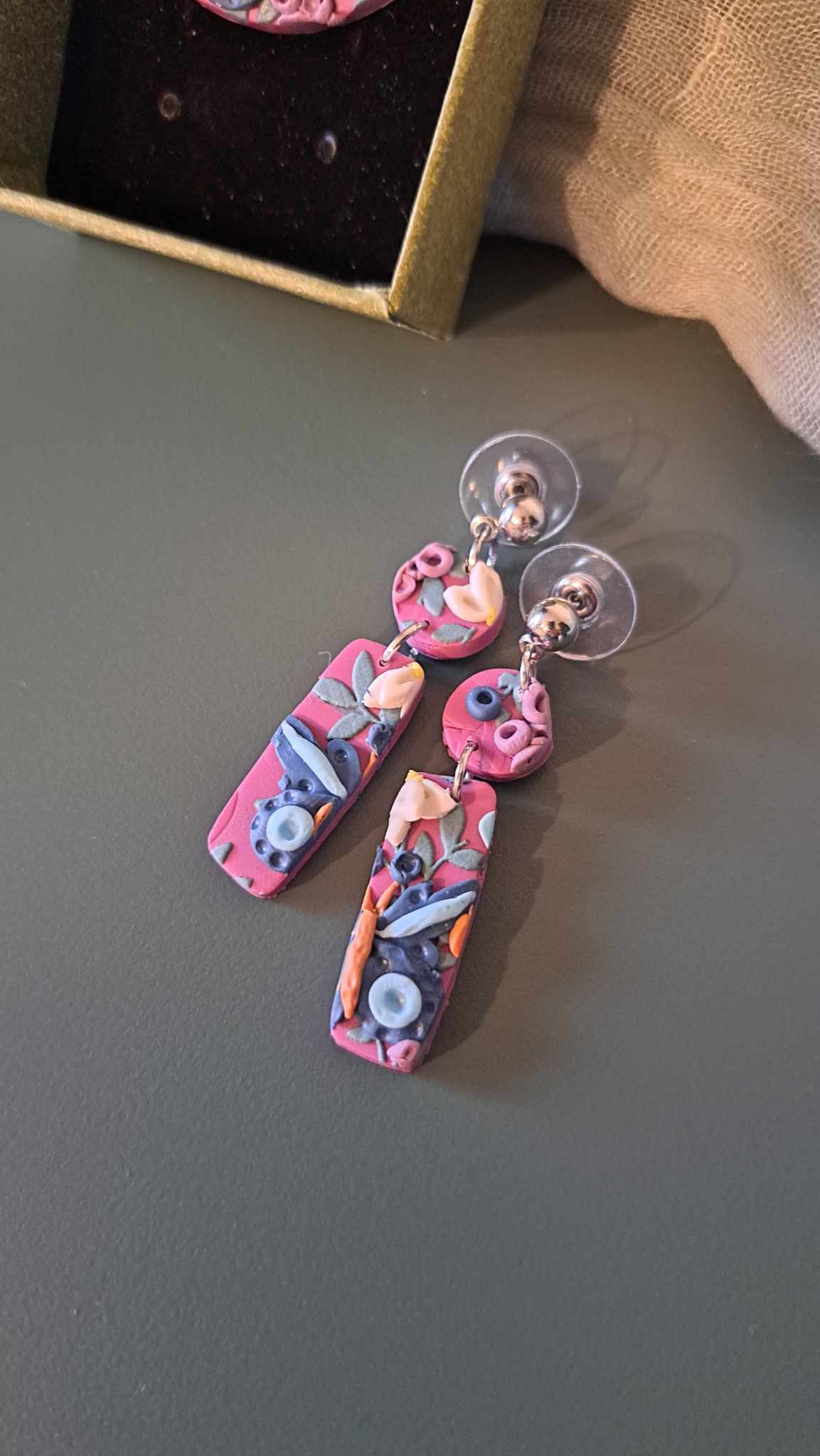 Handmade Spring Butterfly Polymer Clay Earring/Necklace Set