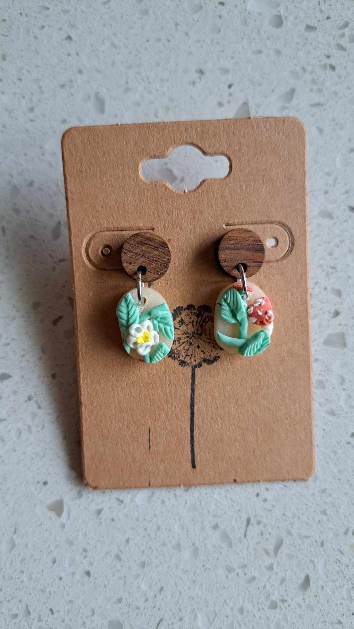 Handmade Small Pastel Flower Dangles Polymer Clay Earrings (E)