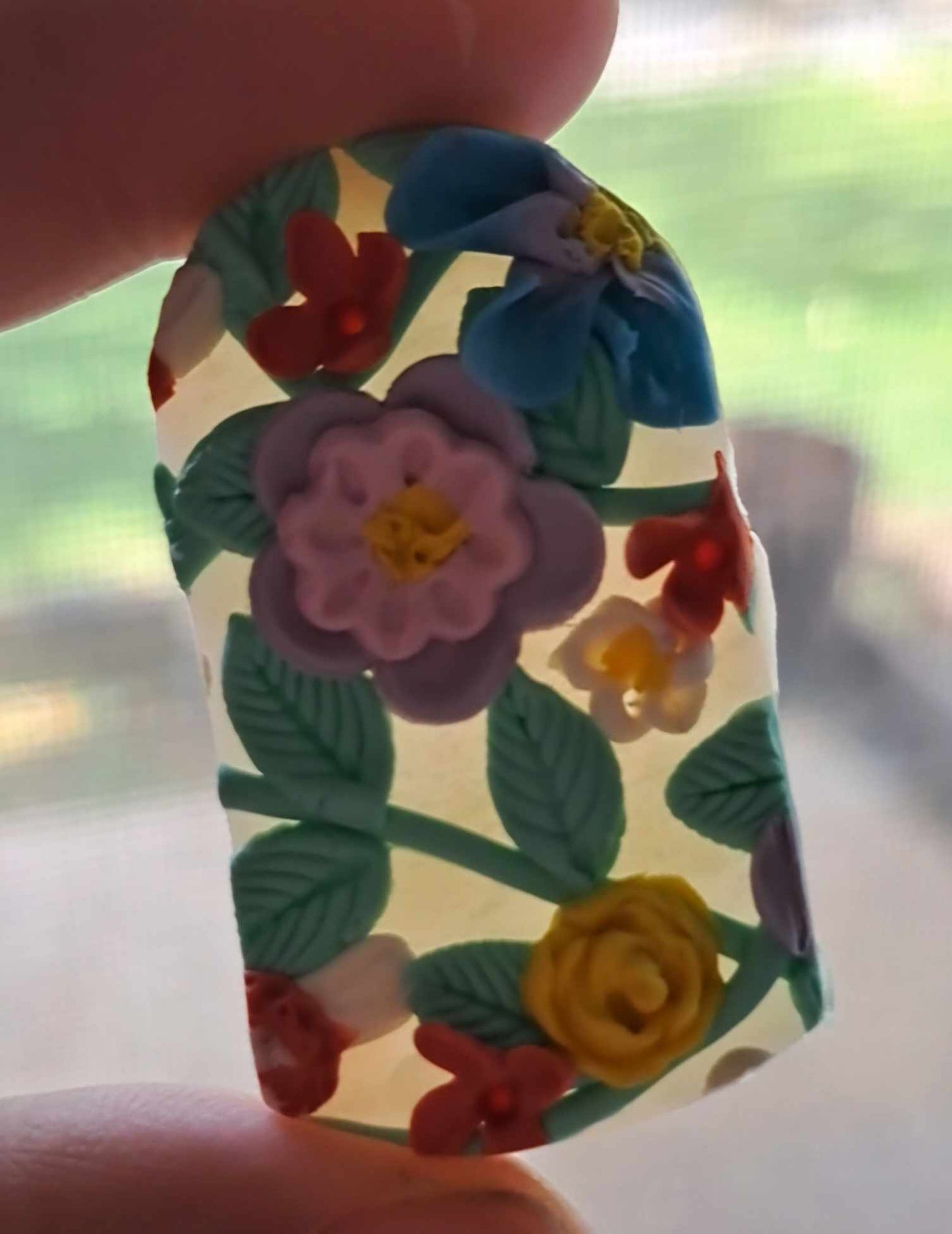 Handmade Long Pastel Flower Dangles Polymer Clay Earrings (D)