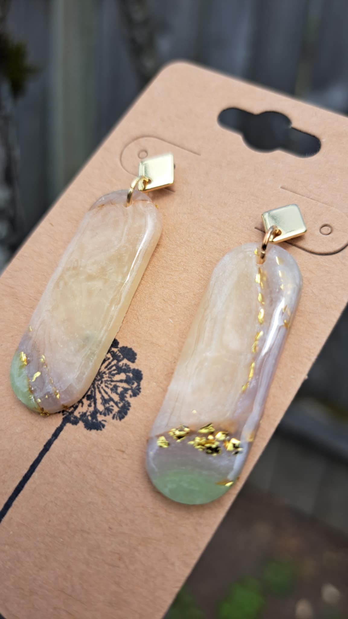 Oblong Agate Effect Polymer Clay Dangle Earrings (B)