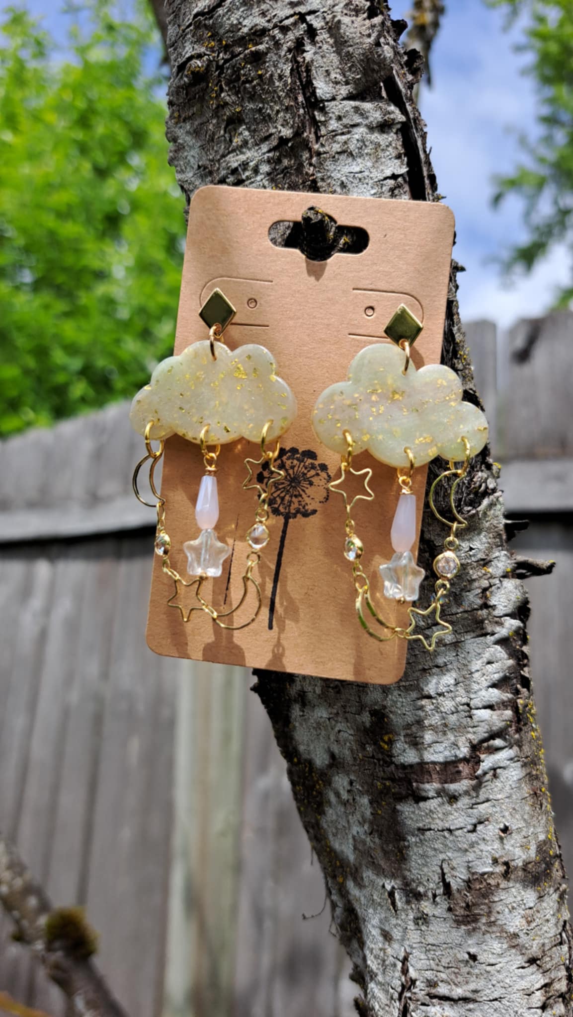 Sparkling Cloud Polymer Clay Dangle Earrings (F)