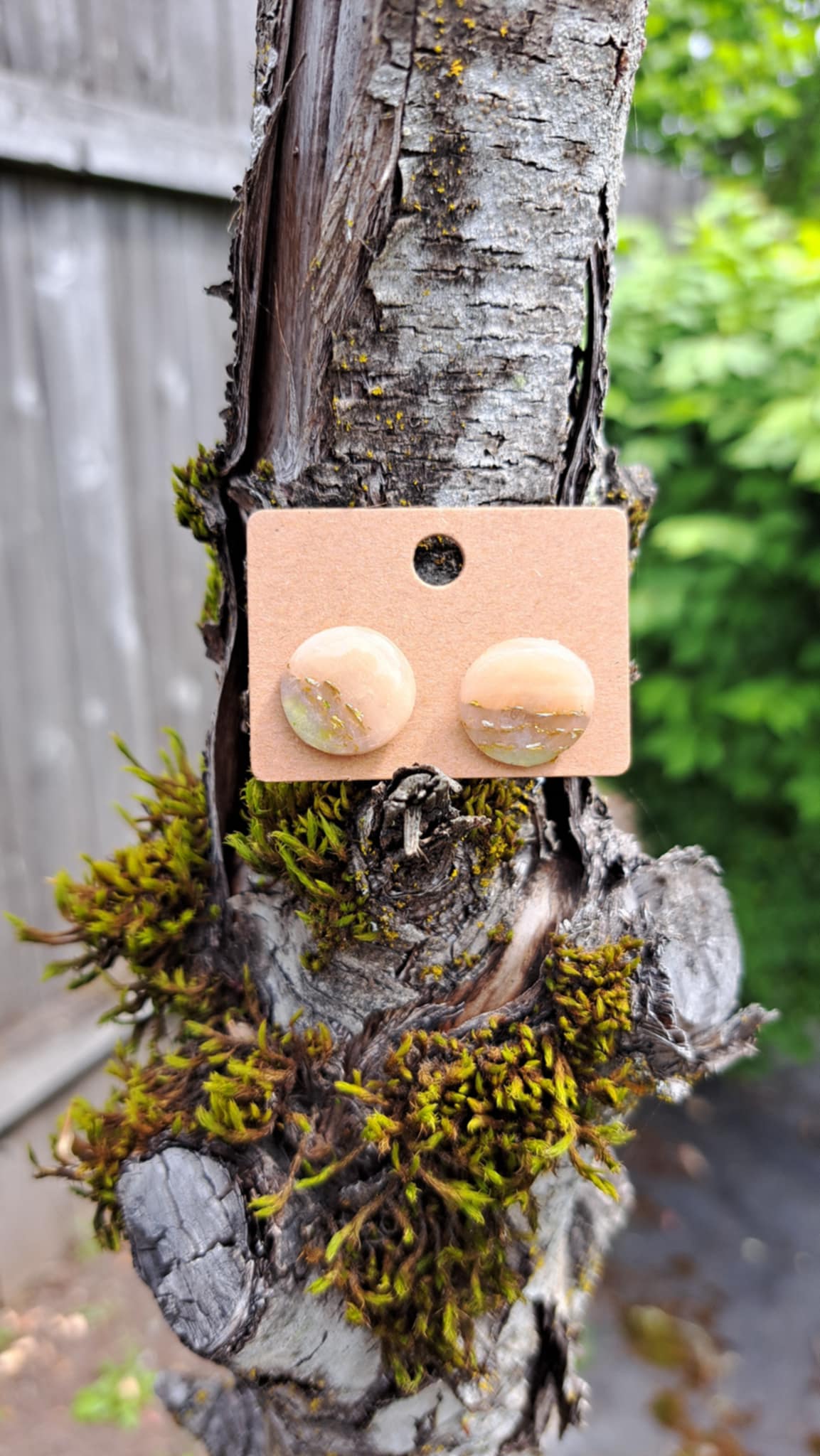 Stud Agate Effect Polymer Clay Earrings (G)