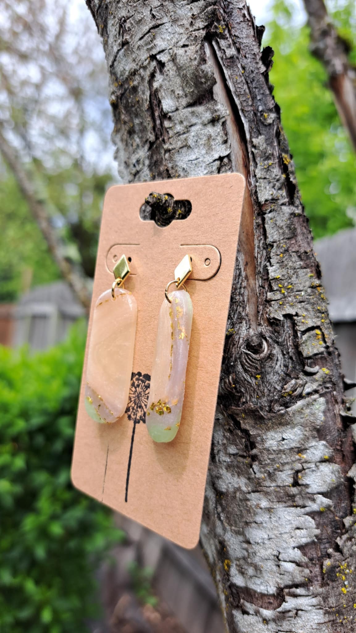 Oblong Agate Effect Polymer Clay Dangle Earrings (B)