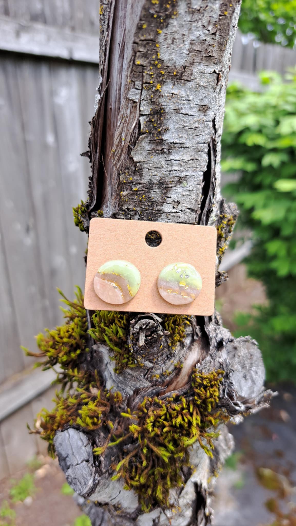 Stud Agate Effect Polymer Clay Earrings (G)