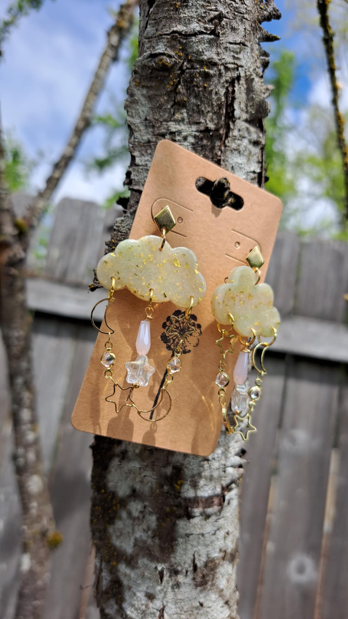 Sparkling Cloud Polymer Clay Dangle Earrings (F)