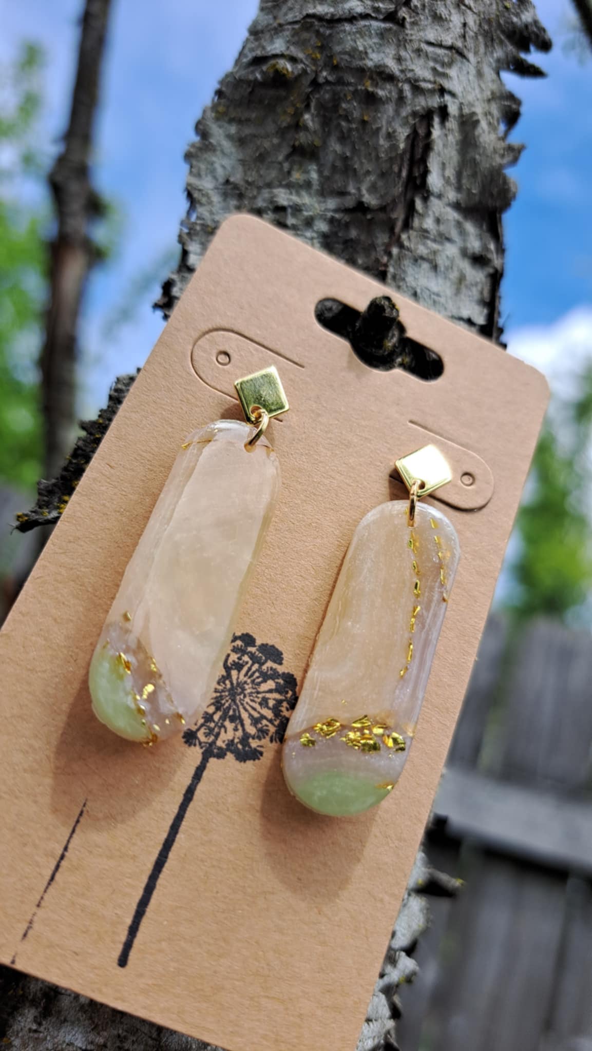 Oblong Agate Effect Polymer Clay Dangle Earrings (B)