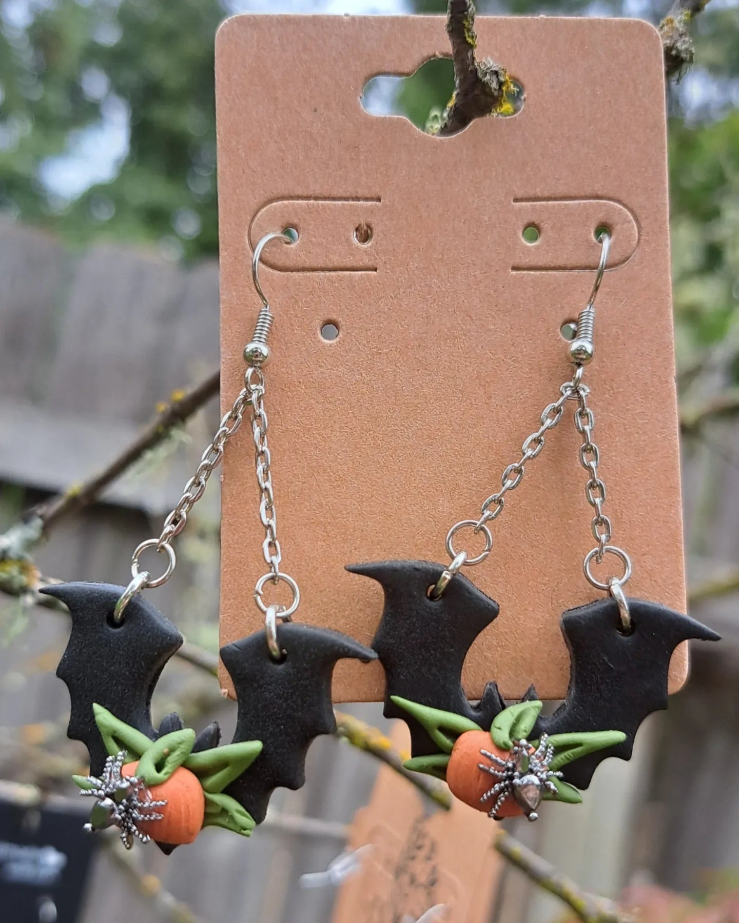 Polymer Clay *Chandelier Bat* Dangling Earrings