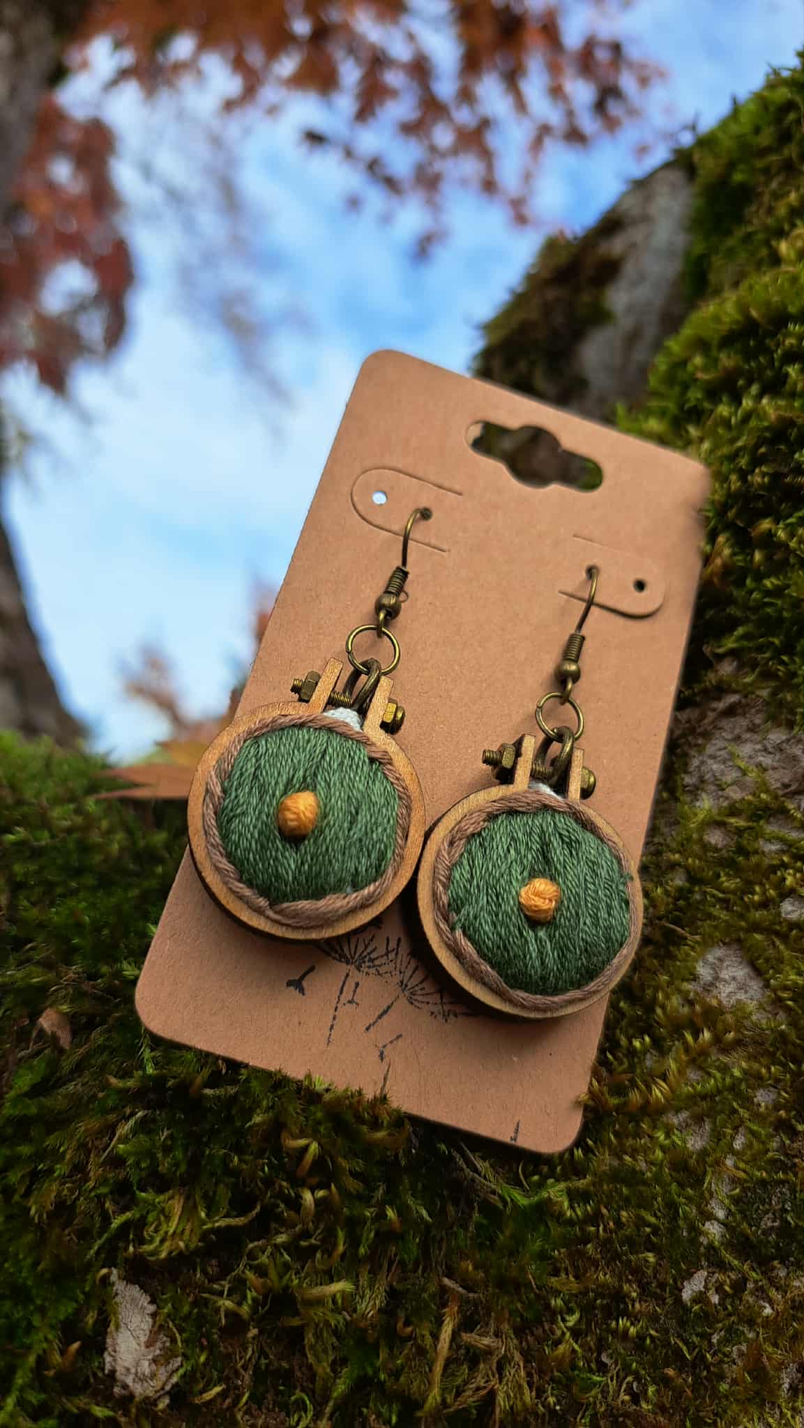 Handcrafted "Hobbit Doors" Embroidered Earrings