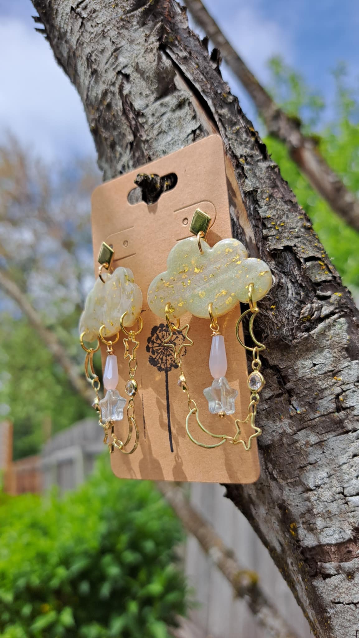 Sparkling Cloud Polymer Clay Dangle Earrings (F)