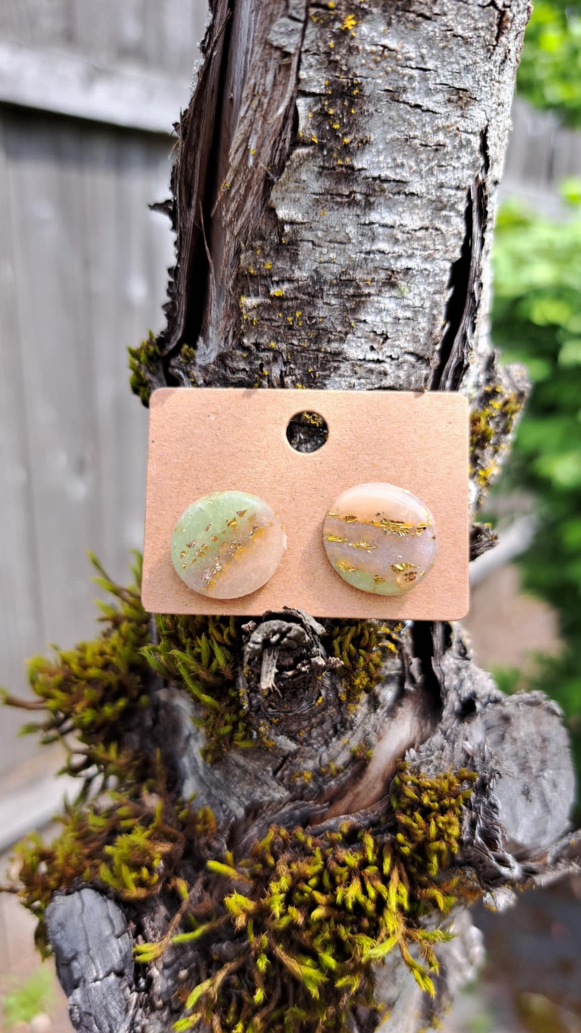 Stud Agate Effect Polymer Clay Earrings (G)