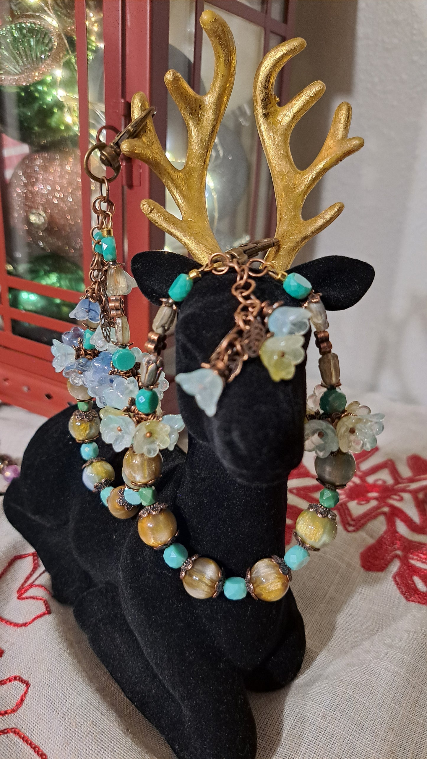 Hancrafted "Flowers In Moss" Dangle Charm/Keychains