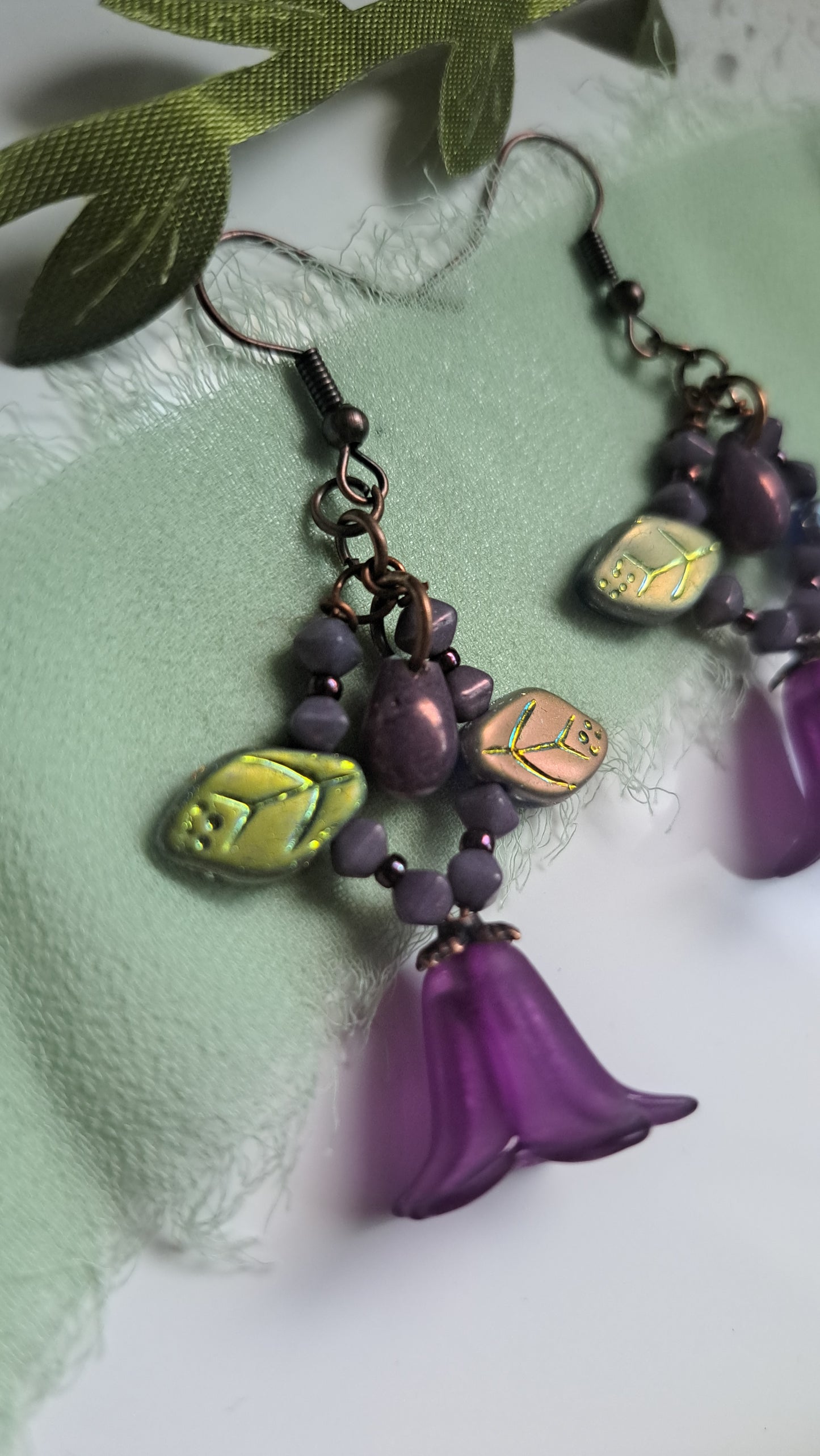 Handcrafted "Woodland Flower" Dangle Earrings